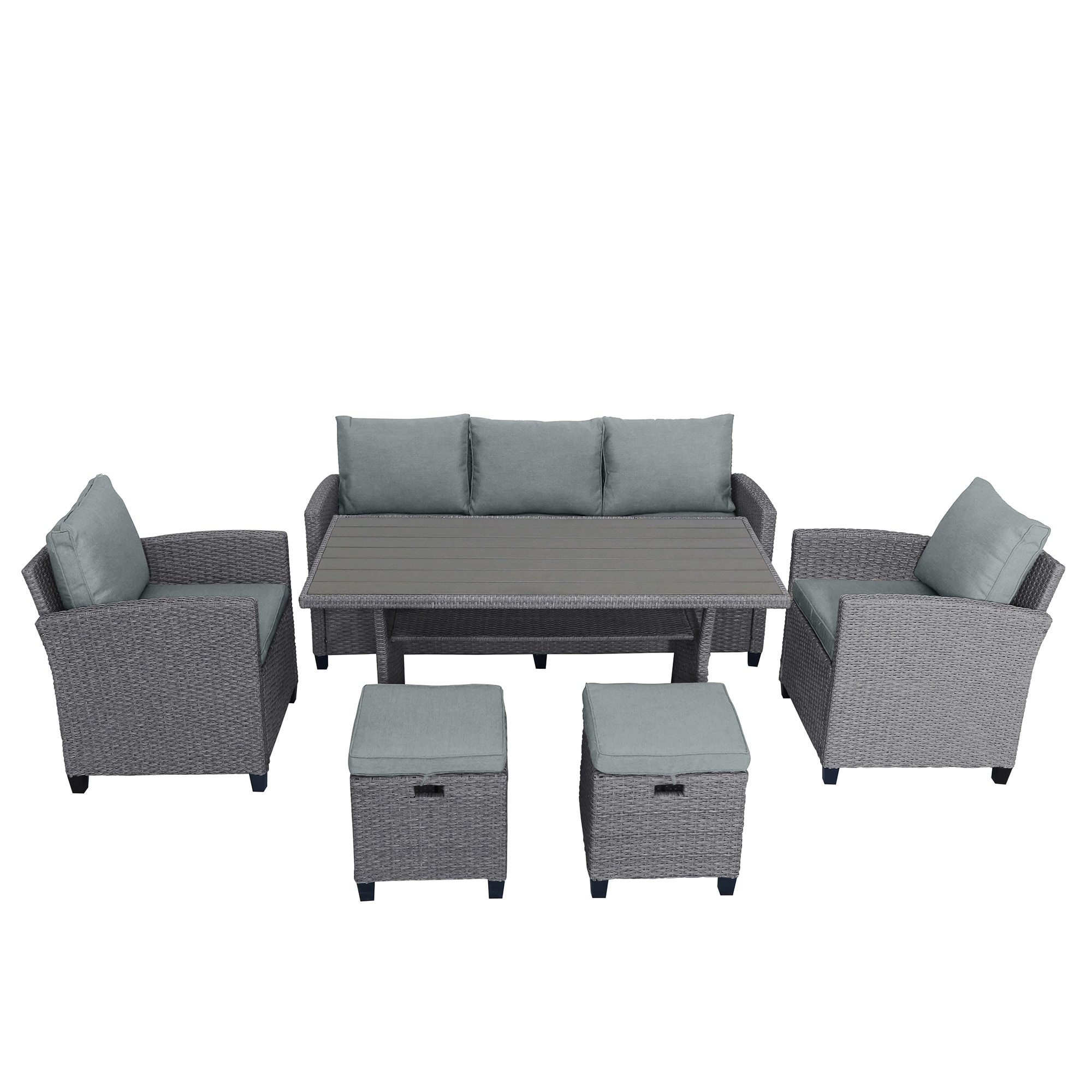 Bybafun YA0200234 Wicker Outdoor Sectional with Gray Cushions and Steel Frame