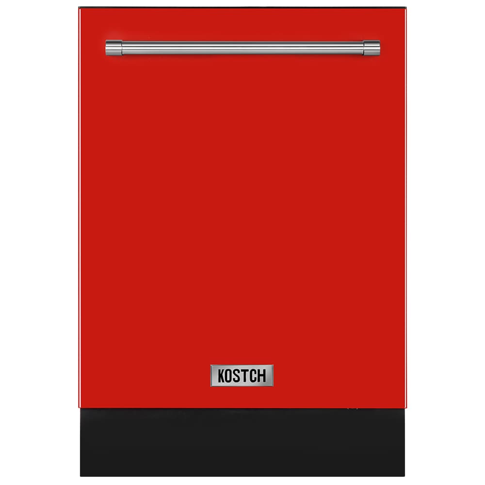 KOSTCH KOS-24DWH06H-R 24-in Top Control Built-in Dishwasher With Third Rack ( Red ) ENERGY STAR, 47-Decibel Very Quiet Sound Level