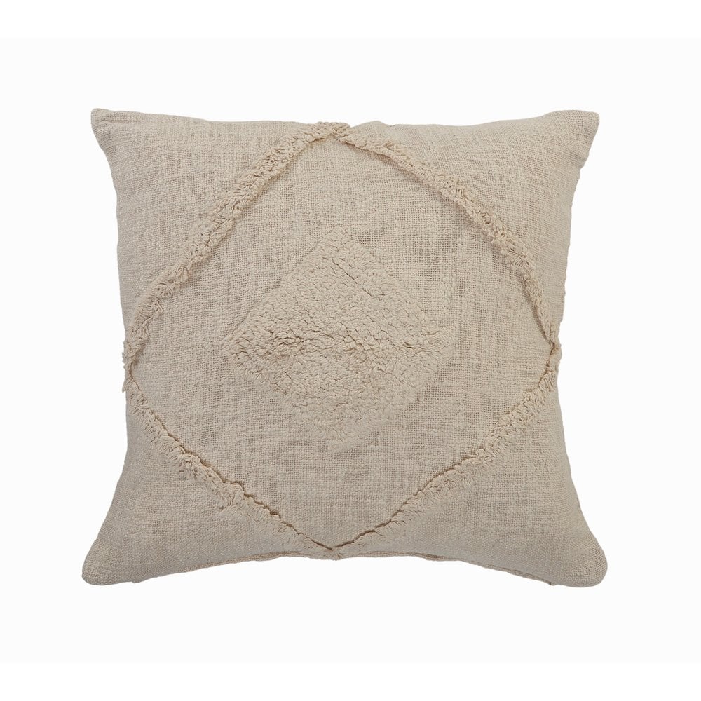 LR Home Ox Bay Hand-Woven Birch Diamond All-Natural Cotton Pillow Cover