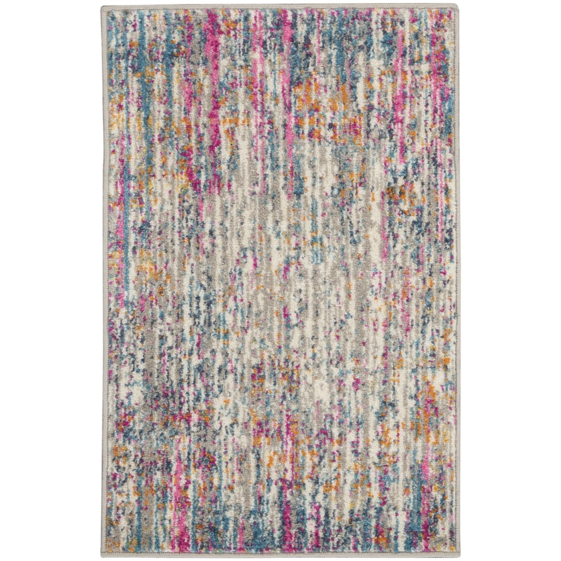 HomeRoots 4000385346 2 x 3 (ft) Loomed Polypropylene Ivory Multi Rectangular Indoor Abstract Area rug