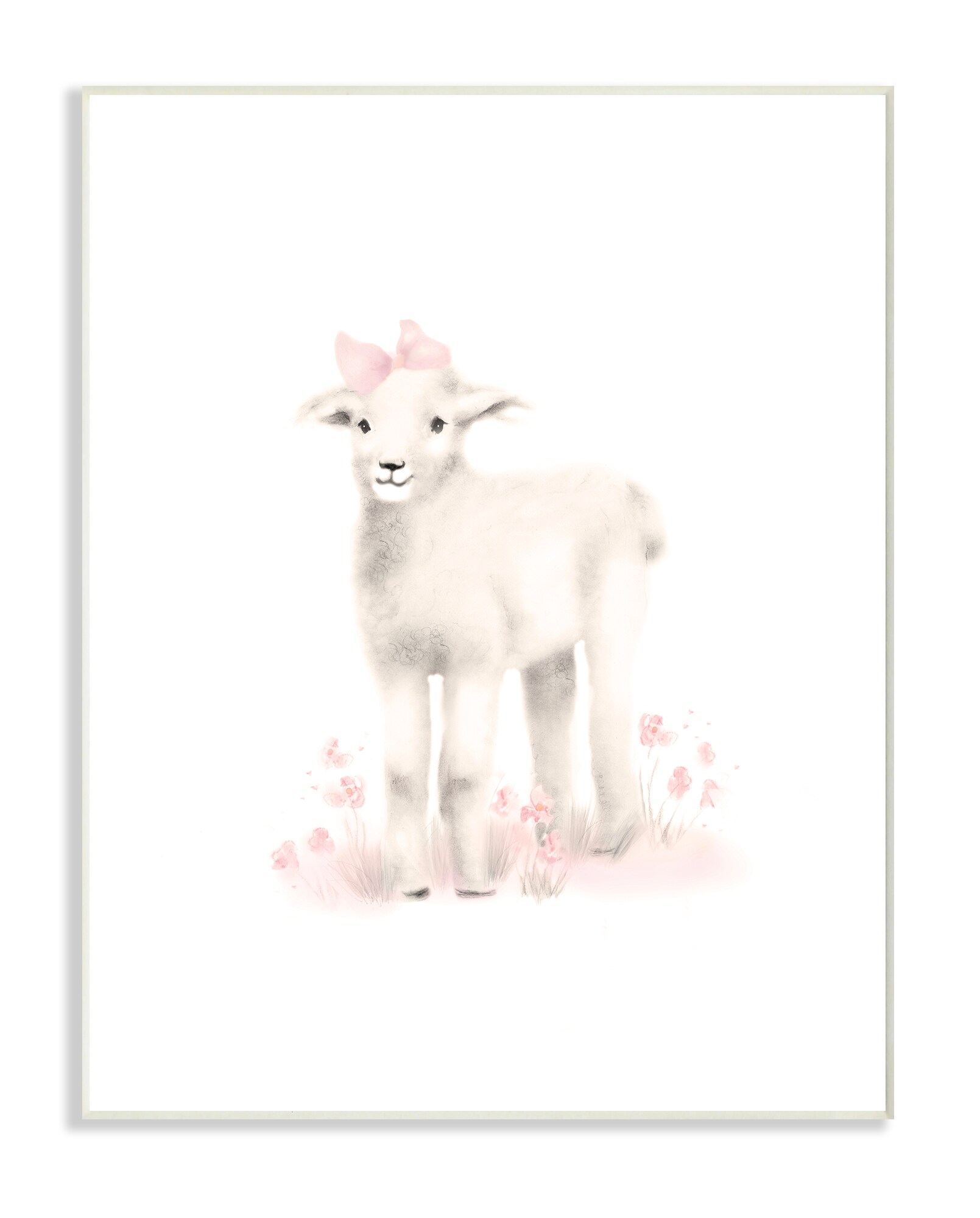 Stupell Industries BRP-2056-WD-10X15 Sweet Baby Lamb with Pink Bow Studio Q 15-in H x 10-in W Print
