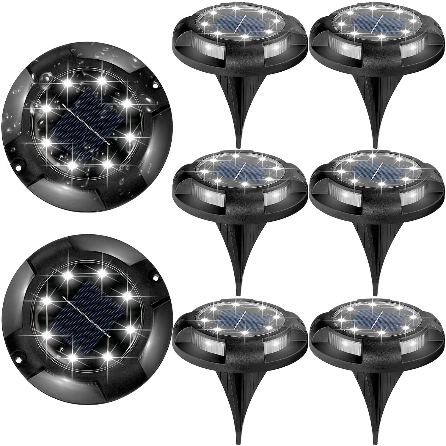 Vrbgify  Solar Ground Lights Outdoor Waterproof 8 Pack 12 LEDs Solar Garden Disk Lights Landscape Lighting for Outside Pathway Deck Yard Patio