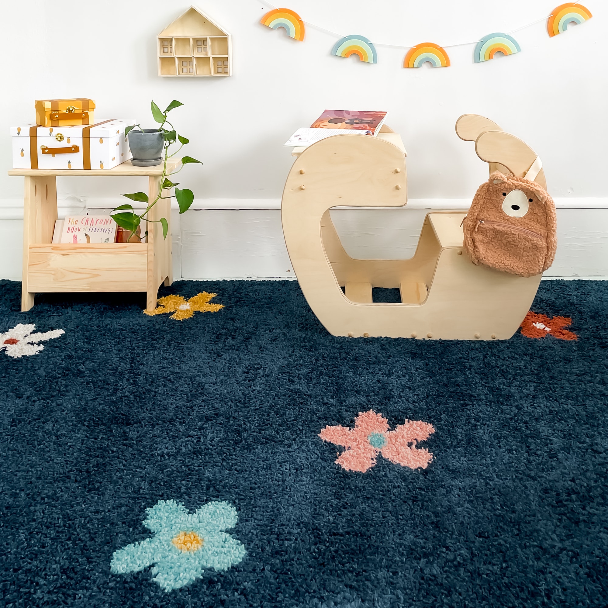 Balta 3098712 5 x 7 (ft) Loomed Polypropylene Blue Rectangular Indoor Floral/Botanical Tropical Area rug