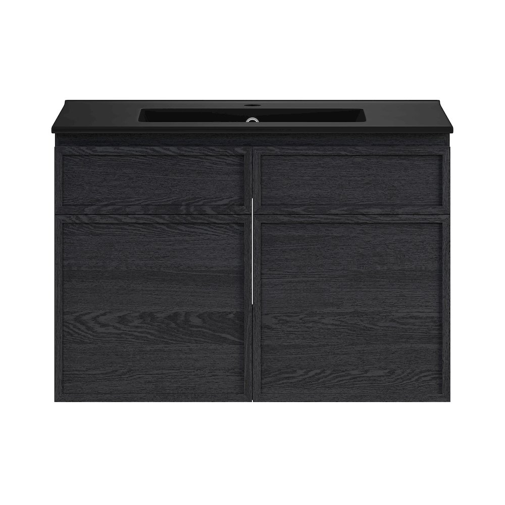 Swiss Madison - St Tropez 30 WallMounted Bathroom Vanity in Black Oak with Black Sink Top