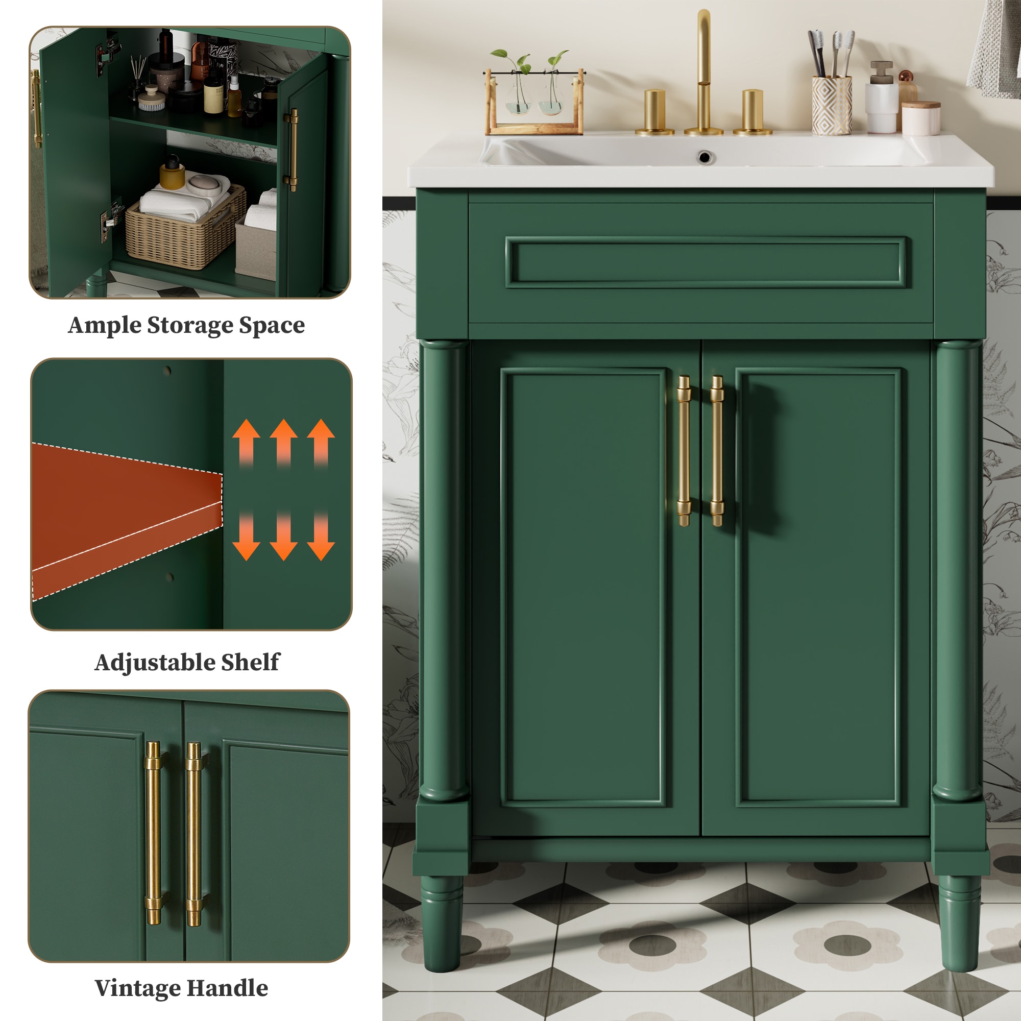 Aortzio HM-BA122-GREEN Bath-Vanity-Combo - View #7