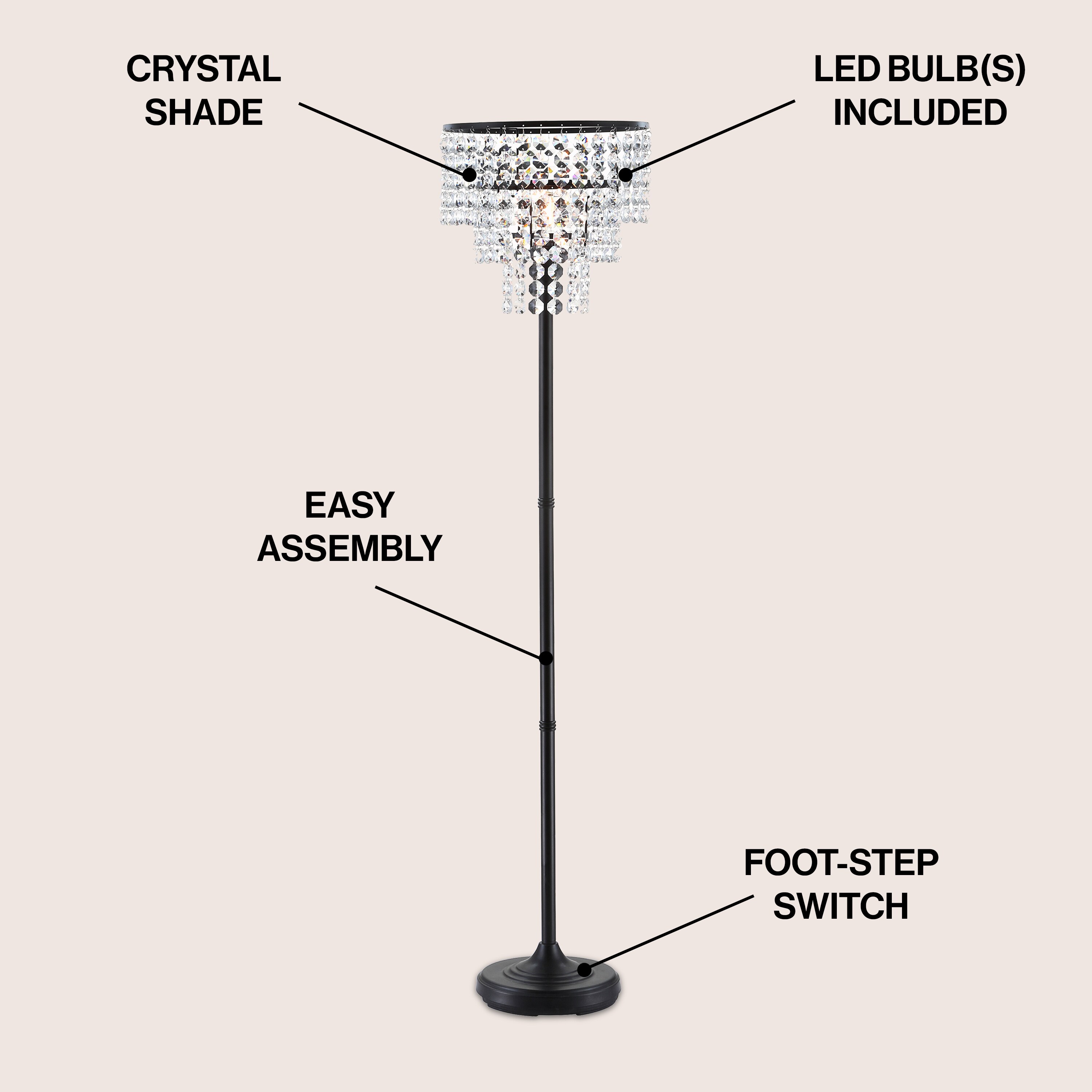 Juliette 60" Bronze Crystal Transitional Glam Floor Lamp