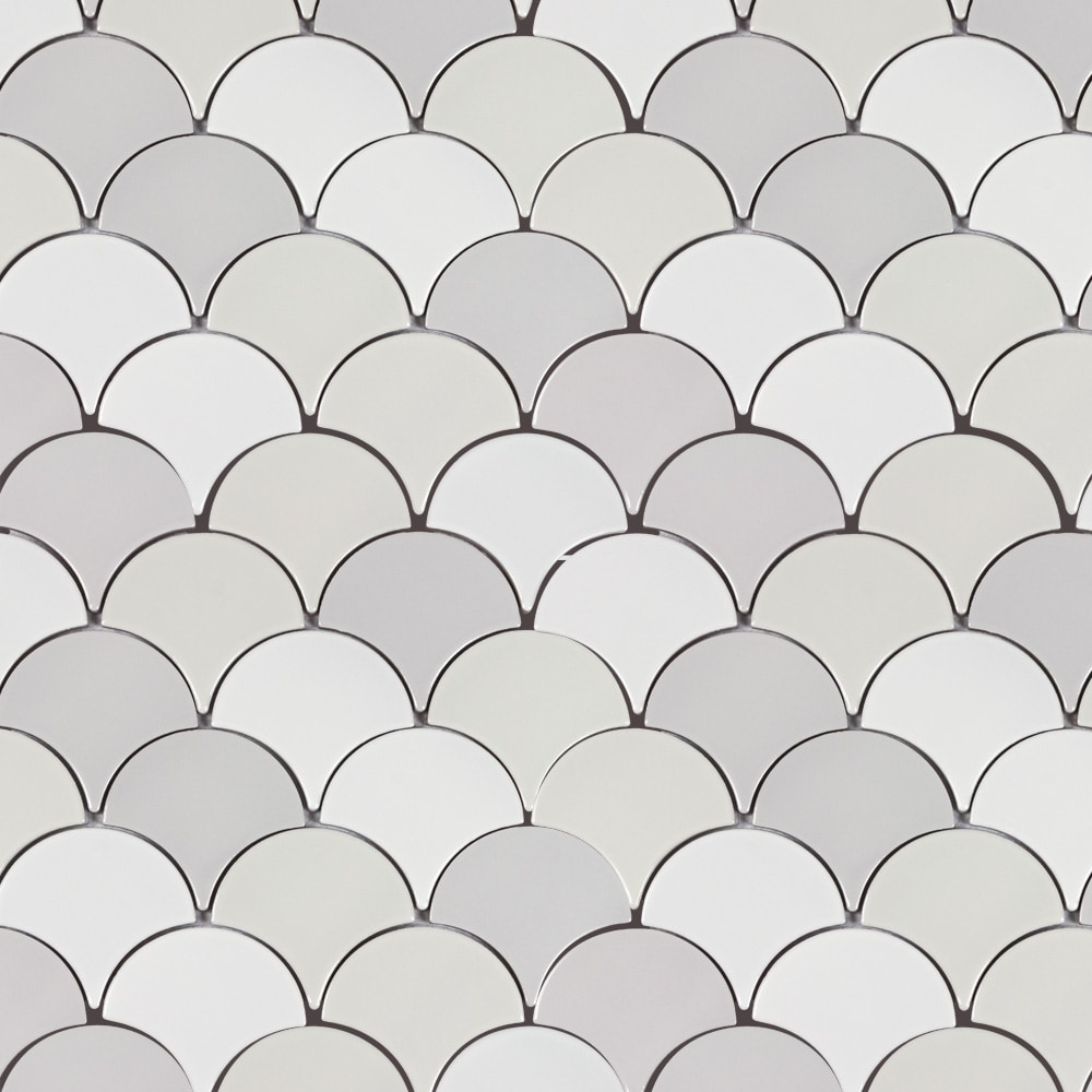 Elida Ceramica CATCP1 Blended Ornamental Scallop 12-in x 12-in Glazed Porcelain Scale Mosaic Wall Tile (0.825-sq. ft/ Piece)