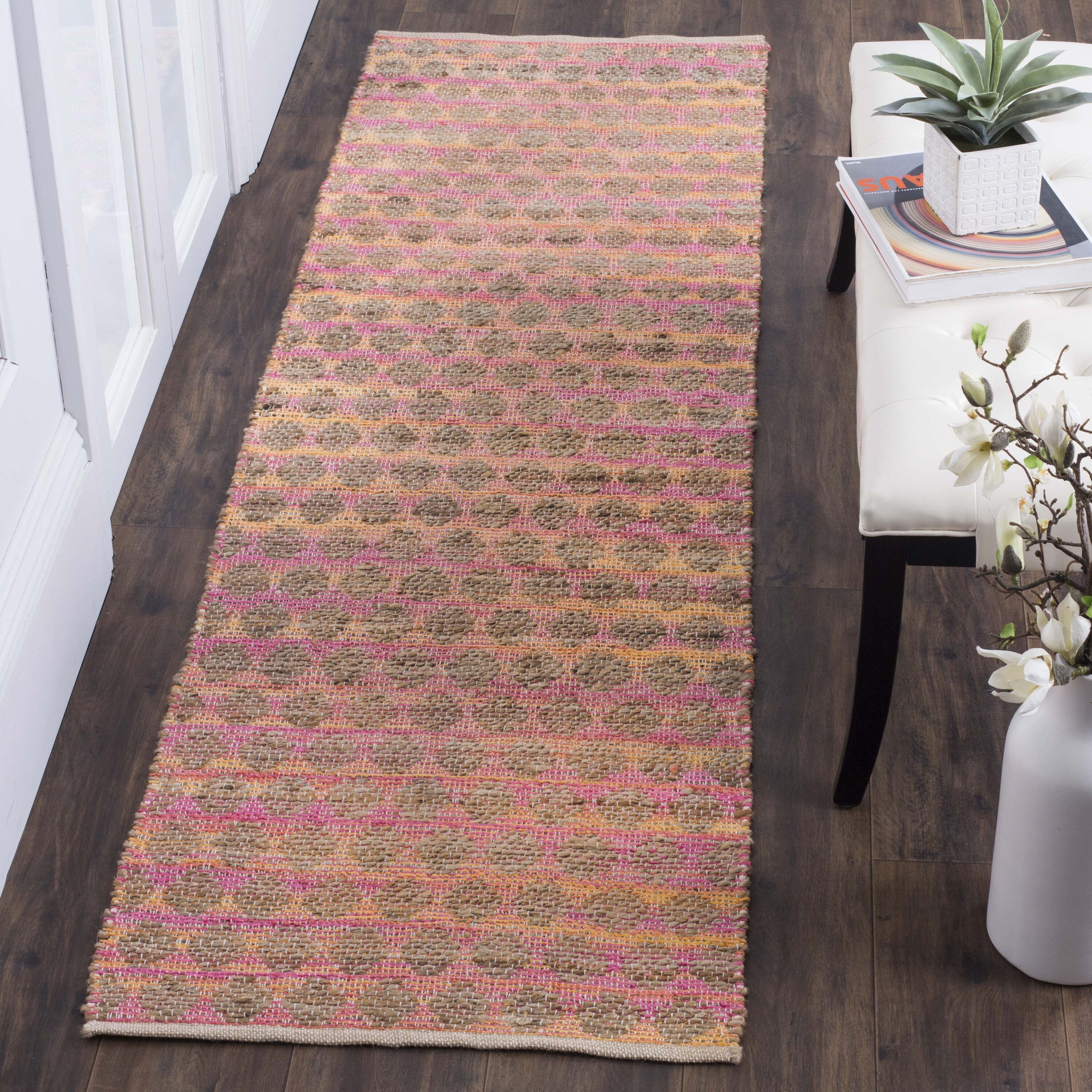  Cape Cod 820 Orange/Natural Contemporary 2ft-3in x 8ft Runner Rug