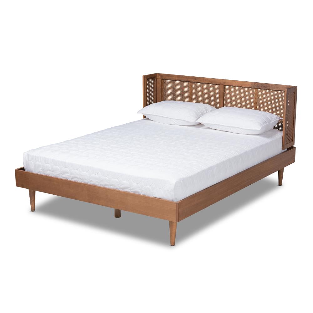 Baxton Studio Rina Ash Walnut Full Wood Platform Bed in the Beds