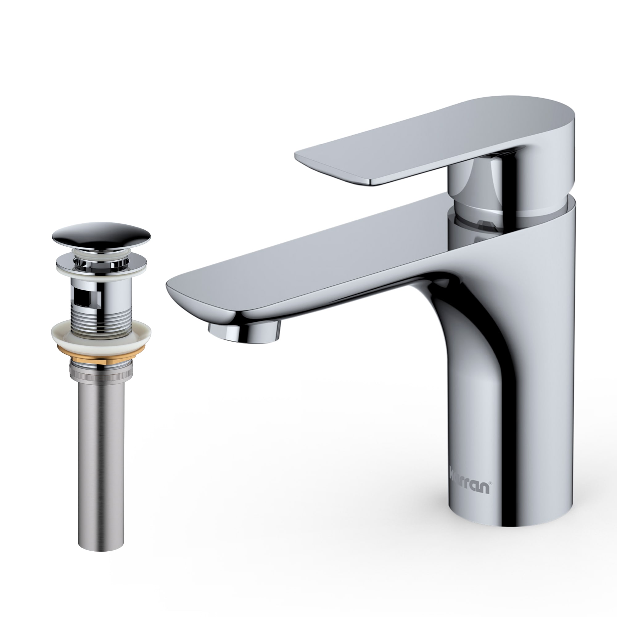 Karran KBF420C Kayes Chrome Single hole 1-handle Low-arc Commercial/Residential Handle Bathroom Sink Faucet with Drain