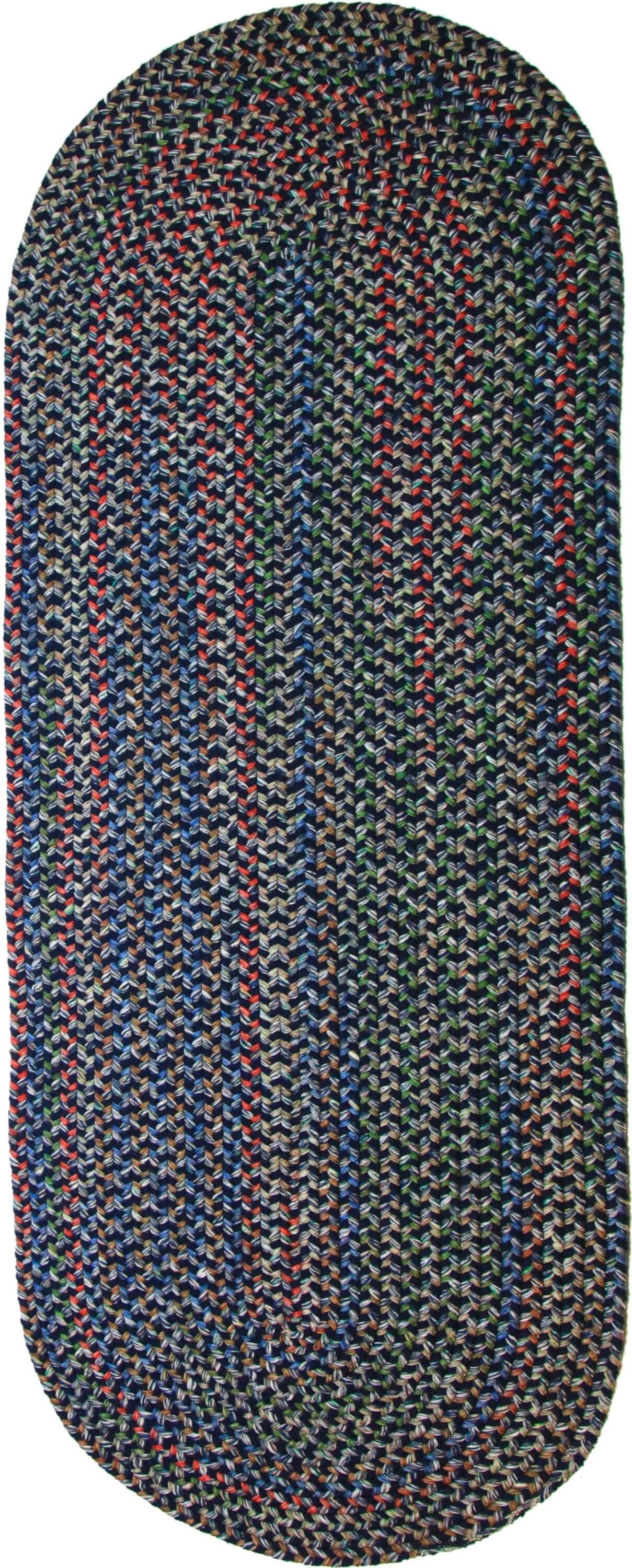Rhody Rug KA13R024X072 2 x 6 (ft) Braided Polypropylene Navy Oval Indoor/Outdoor Geometric Area rug