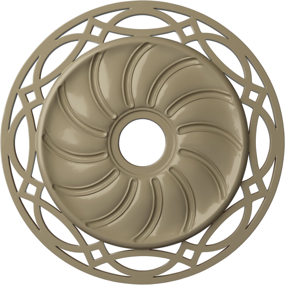 Ekena Millwork CM26LOGDF Loera 26.625-in W x 26.625-in L Painted Gobi Desert Polyurethane Whole Ceiling Medallion
