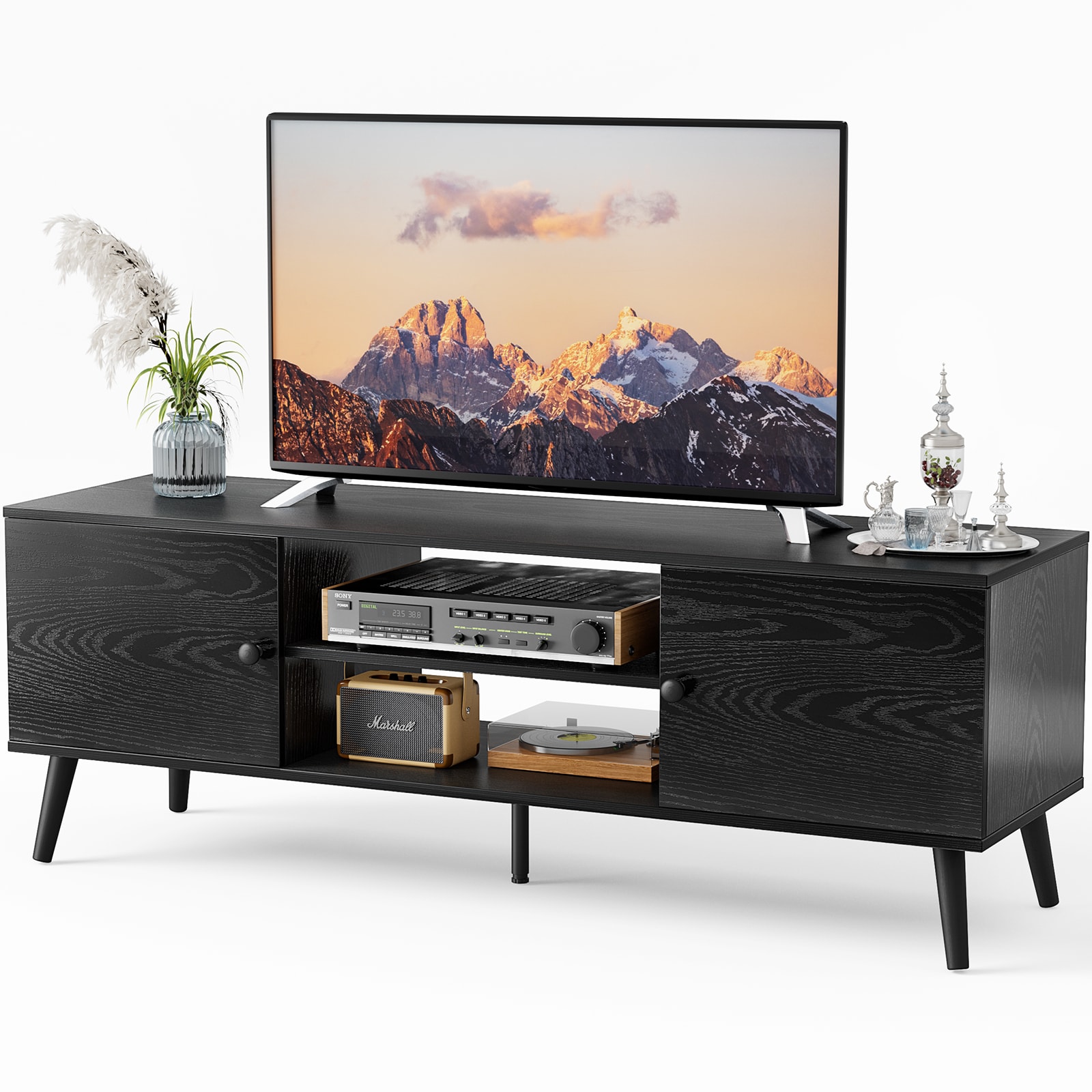 ToolCat NGG30-4-DSG Modern/Contemporary Black TV cabinet ( Accommodates TVs up to 60-in )