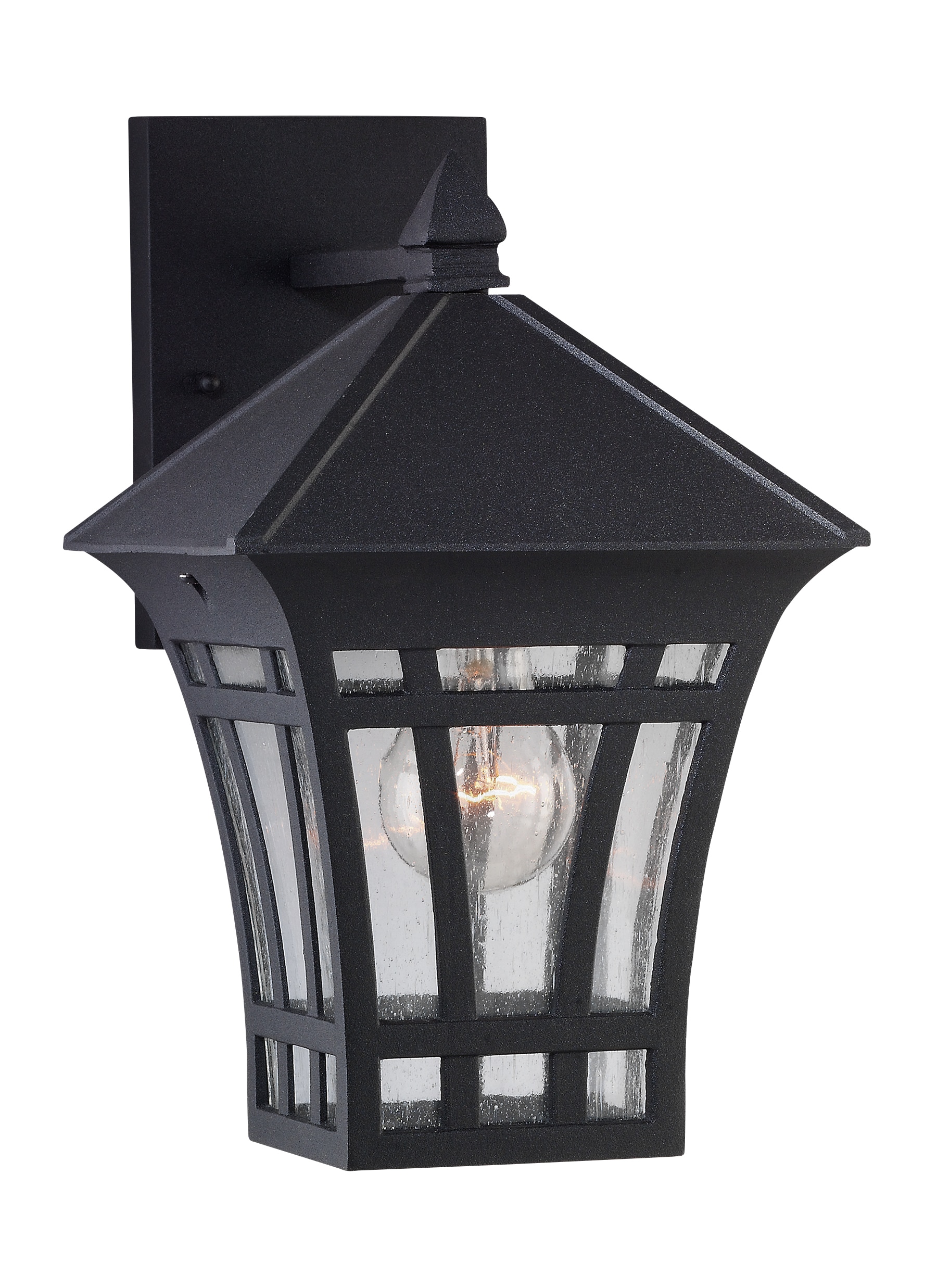 Generation Lighting 88132-12 Herrington 1 -Light 11.75-in H Black Hardwired Outdoor Wall Light