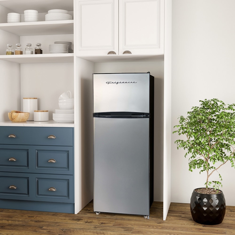 Frigidaire 7.5-cu ft Counter-depth Top-Freezer Refrigerator (Platinum) in  the Top-Freezer Refrigerators department at