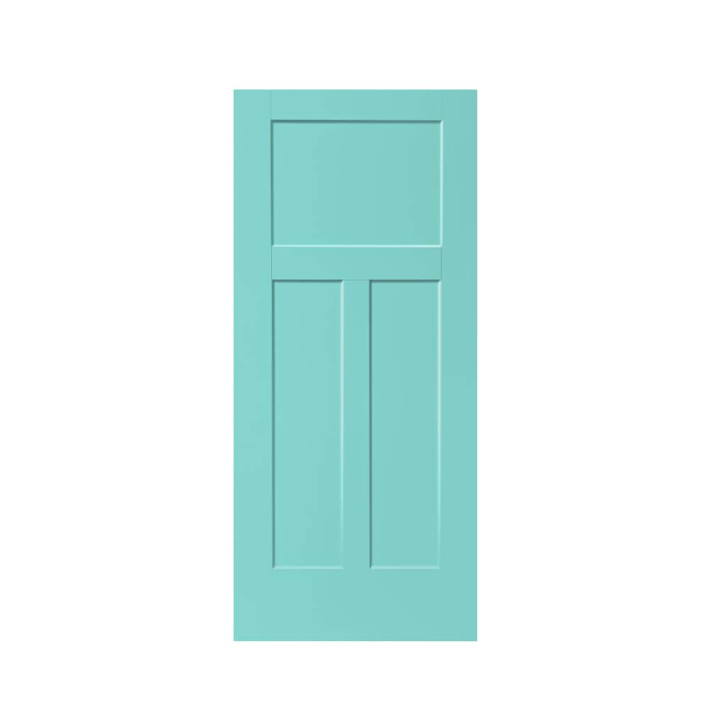 CALHOME DOOR-3PANEL-WS-30RW 30-in x 80-in Mint Green Stained MDF Hollow core Single Barn Door (Hardware Not Included)