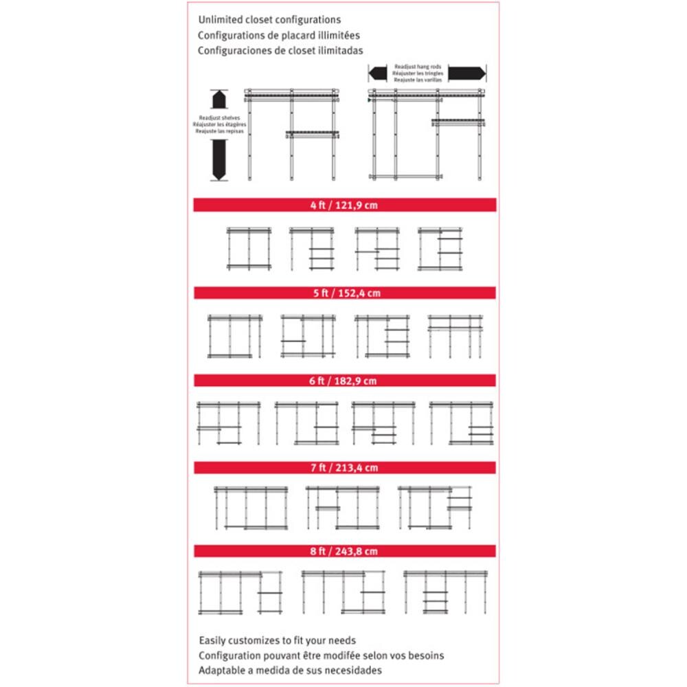 Rubbermaid Configurations 4-8 Foot Closet Kit – Titanium