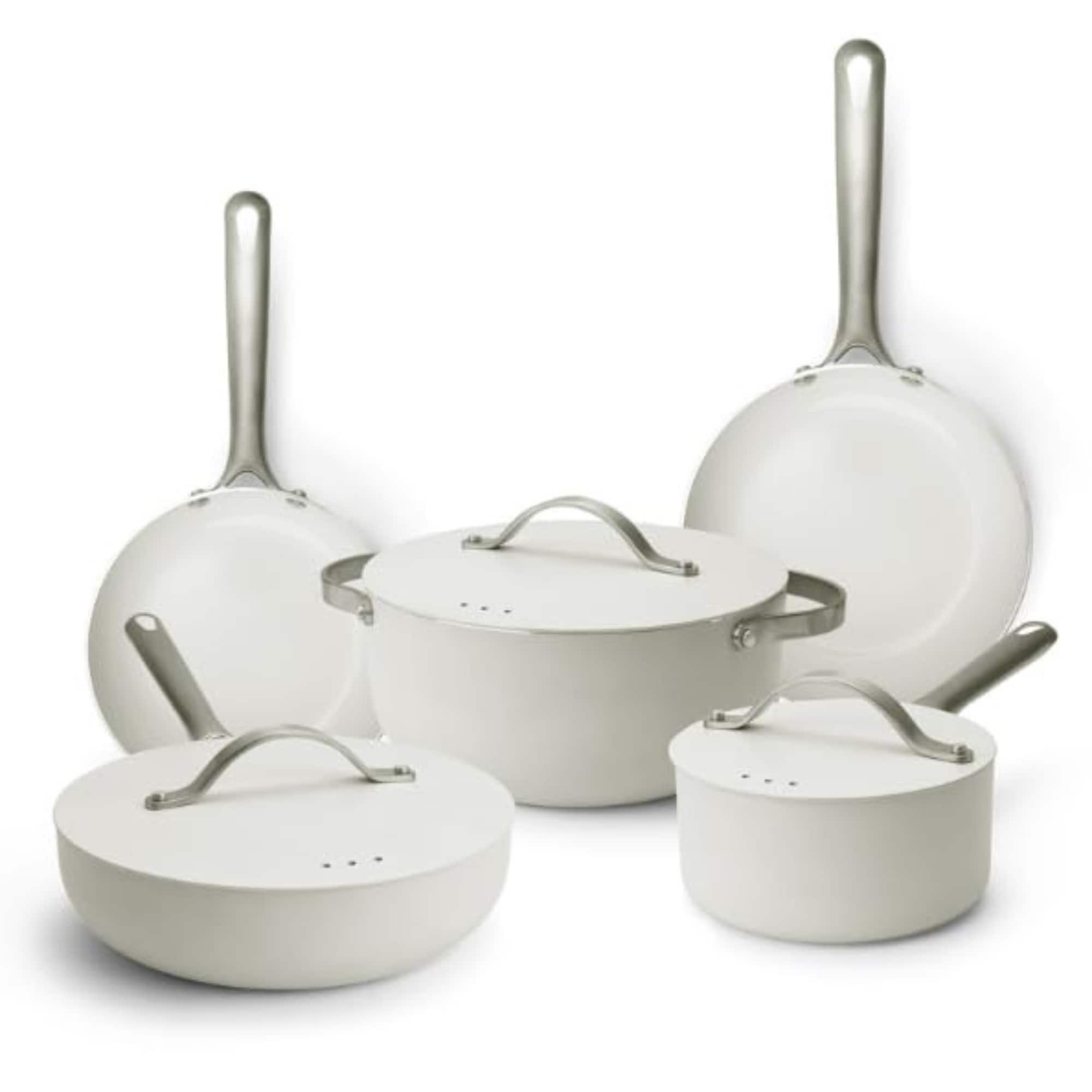 alva Mobi 8-Piece Ceramic Nonstick Cookware PFAS and PFOA-Free Pots and Pans Set - Cannoli Cream #102292