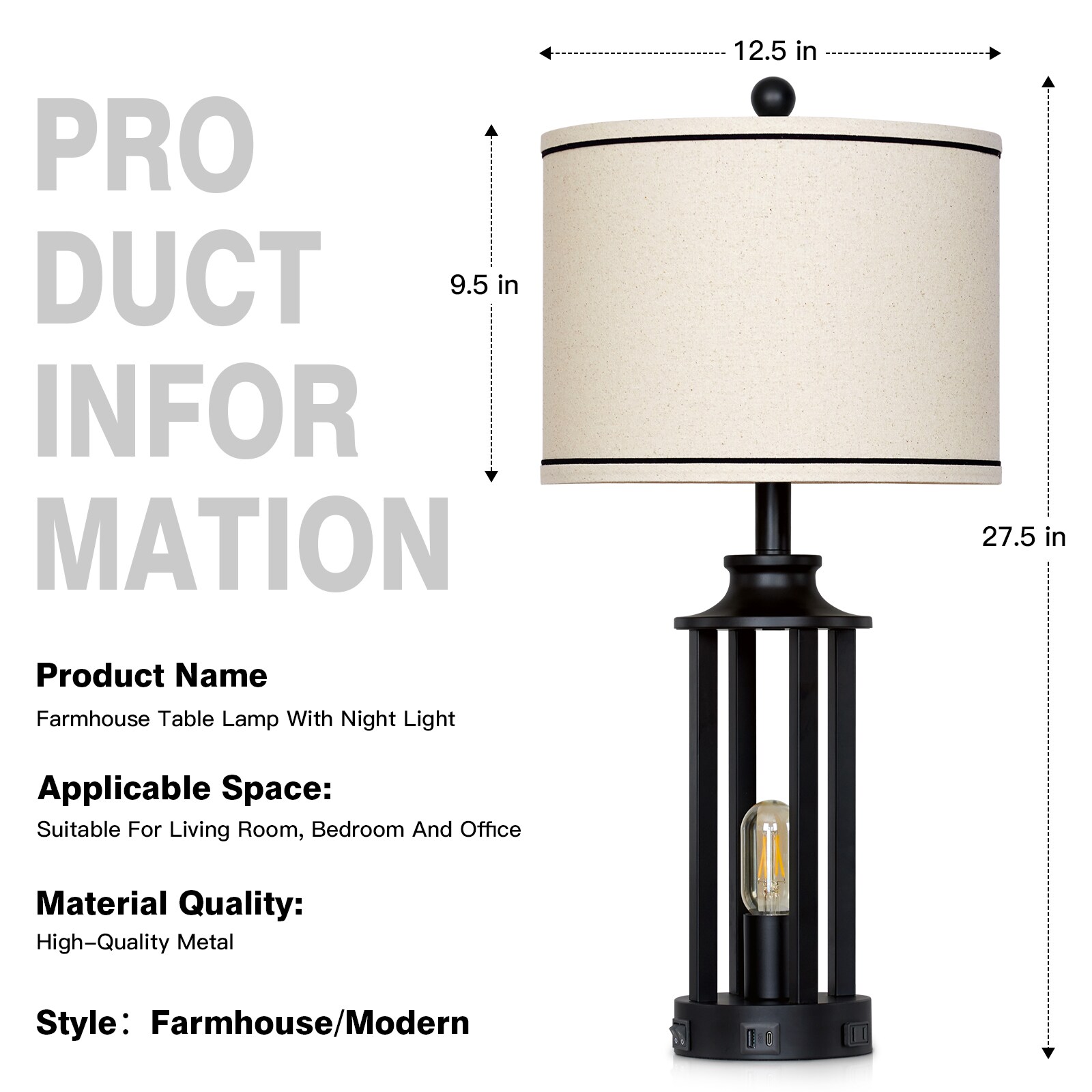 UrFurnishings TD-389 Table-Lamps - View #4