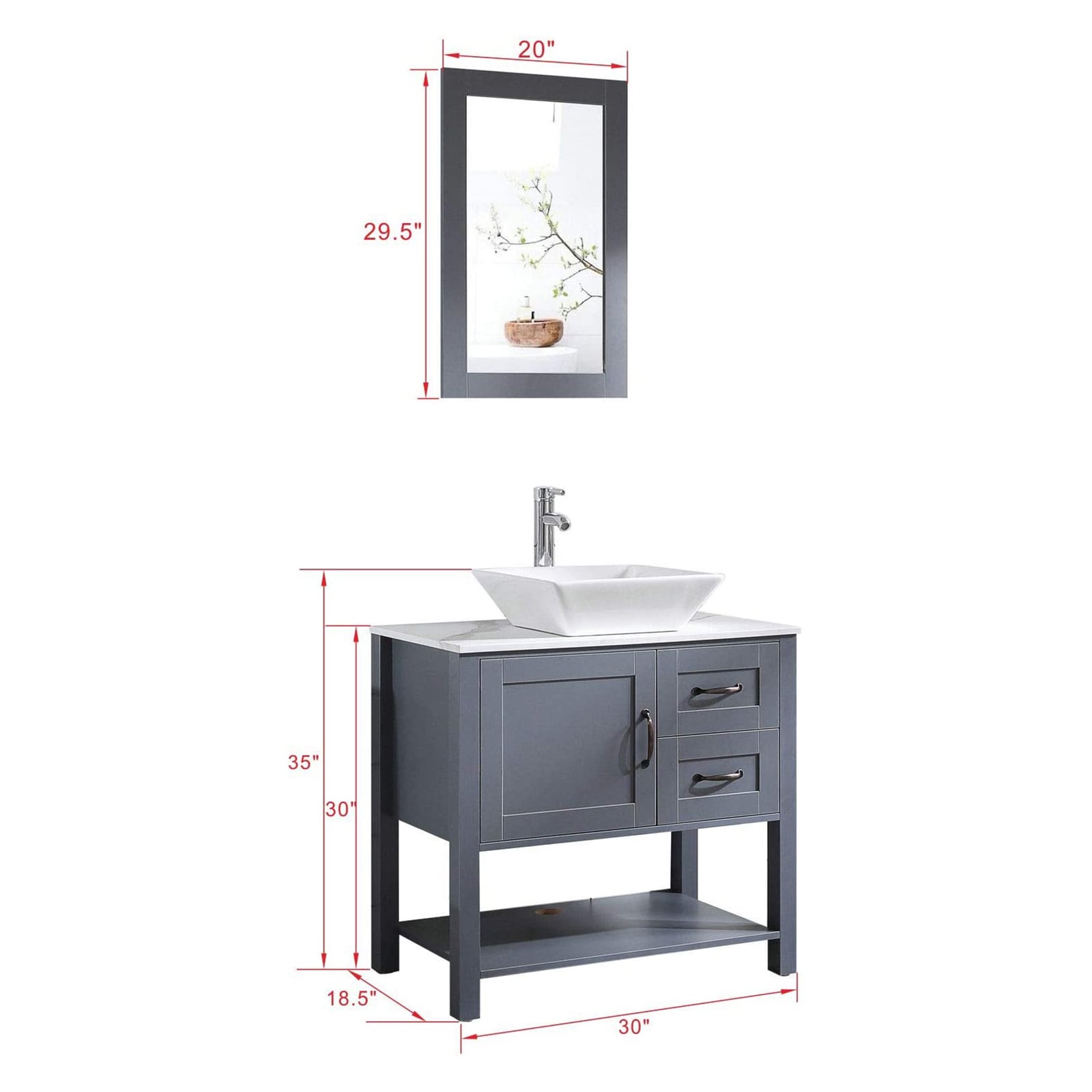 WELLFOR GIZQCS35P04 Bath-Vanity-Combo - View #2