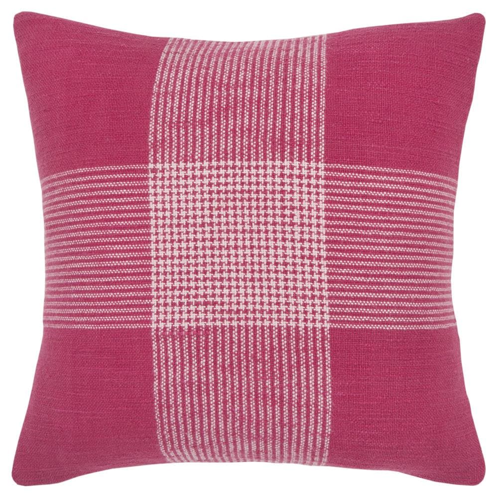 Rizzy Home T15246 Poly filled pillow 20-in x 20-in Hot Pink/White Square Indoor Decorative Pillow