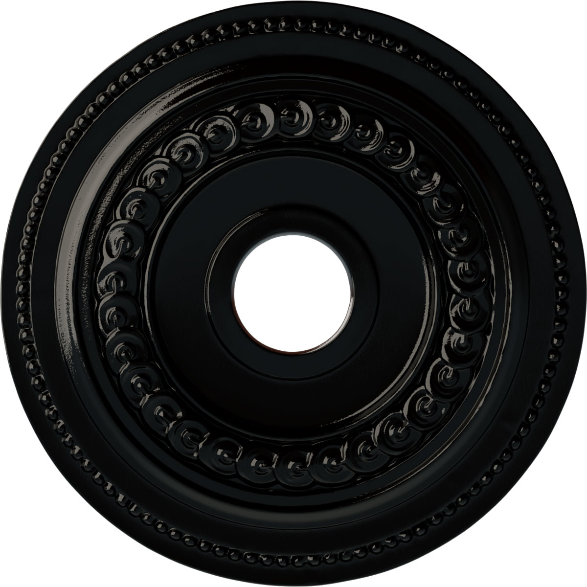 Ekena Millwork CM18OL1BPS Oldham 18-in W x 18-in L Painted Black Pearl Polyurethane Whole Ceiling Medallion