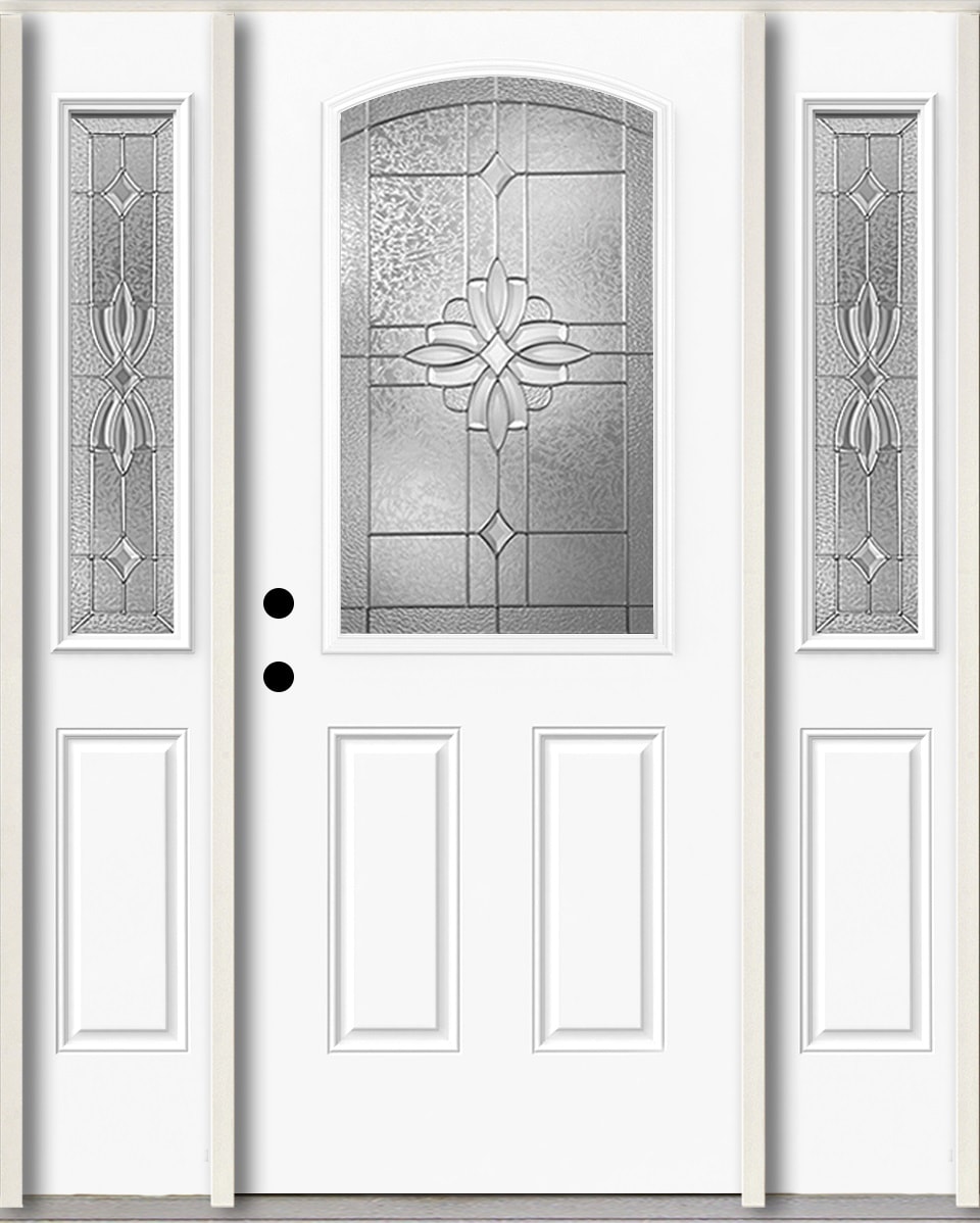 RELIABILT LO964291 Laurel 60-in x 80-in x 4-5/8-in Fiberglass Half lite Right-hand inswing Modern White Paint Painted Prehung Front Door with Sidelights Insulating core