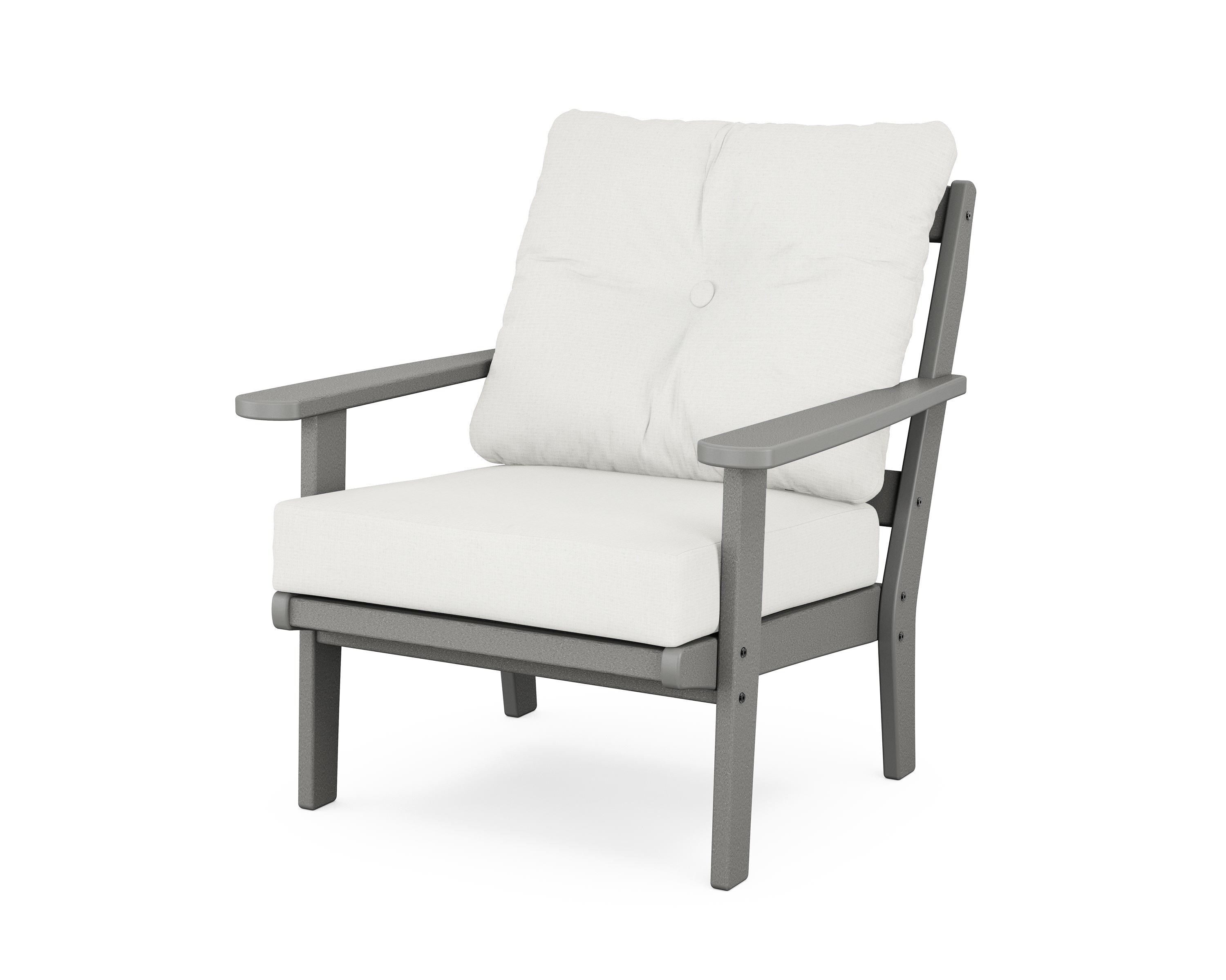 Trex Outdoor Furniture TX4431-SS152939 Cape Cod Stepping Stone Plastic Frame Stationary Conversation Chair with Off-white Cushioned Seat