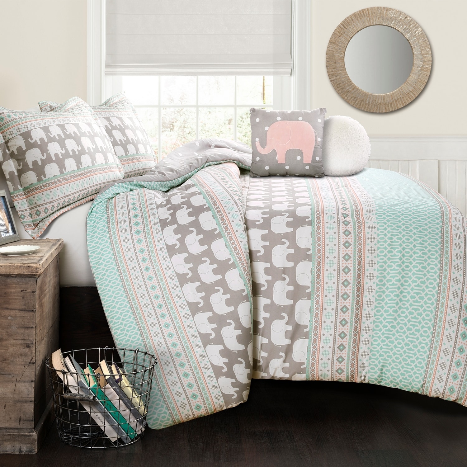 Lush Decor 16T003323 Turquoise Animal Reversible Twin Comforter