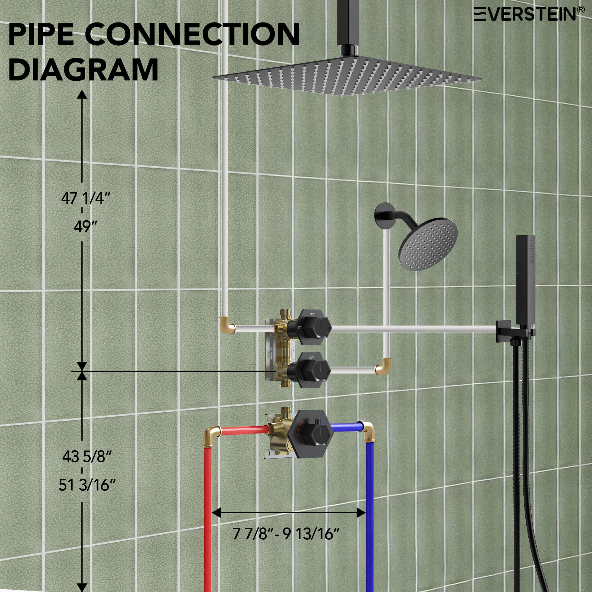 EVERSTEIN SFS-1041-BK12 Tub-Shower-Faucets - View #9