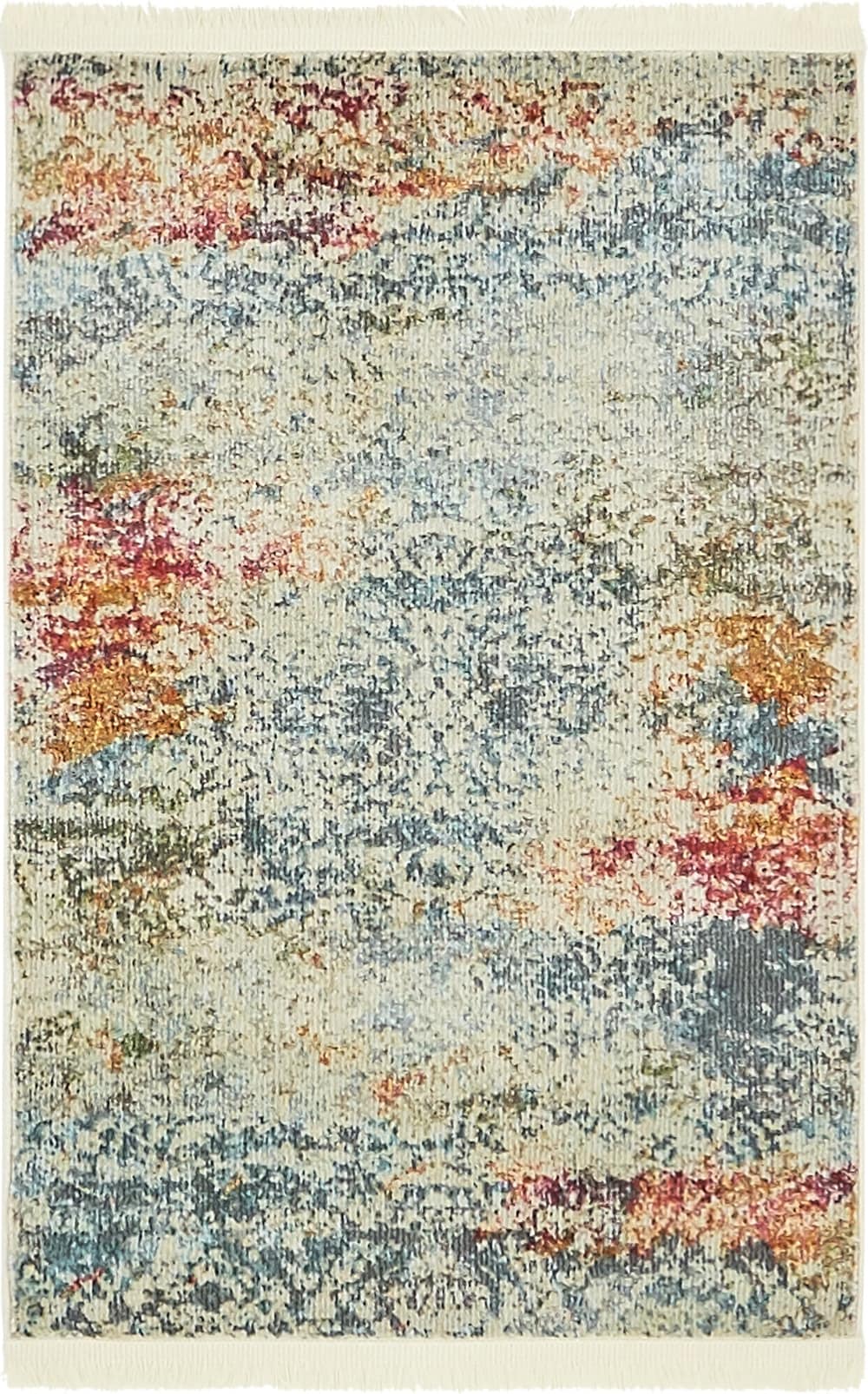 Ivory and Gray-Beige 8' x 10' Rectangular Easy-Care Synthetic Rug