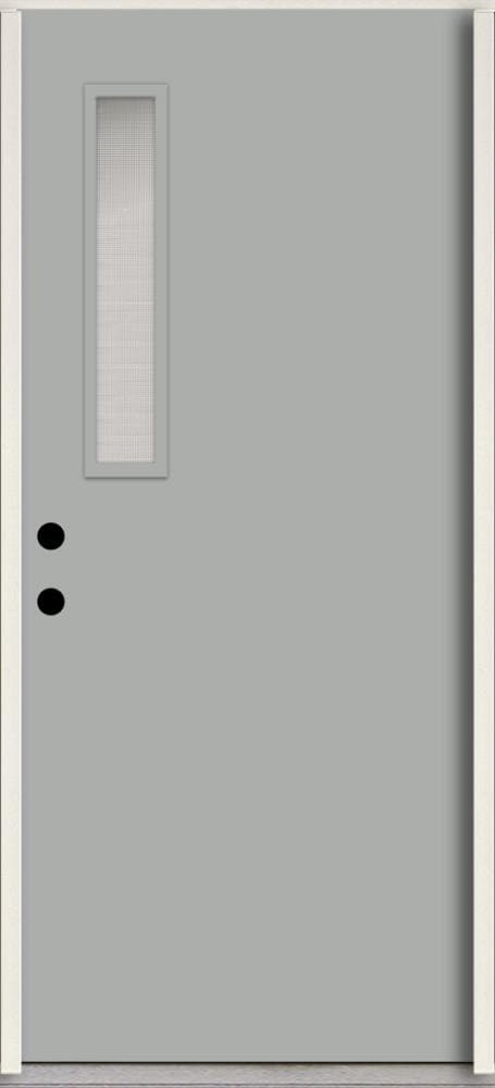 RELIABILT LO1063793 Spotlights 36-in x 80-in x 4-5/8-in Fiberglass 1/4 lite Right-hand inswing Infinity Gray Paint Painted Prehung Front Door Insulating core