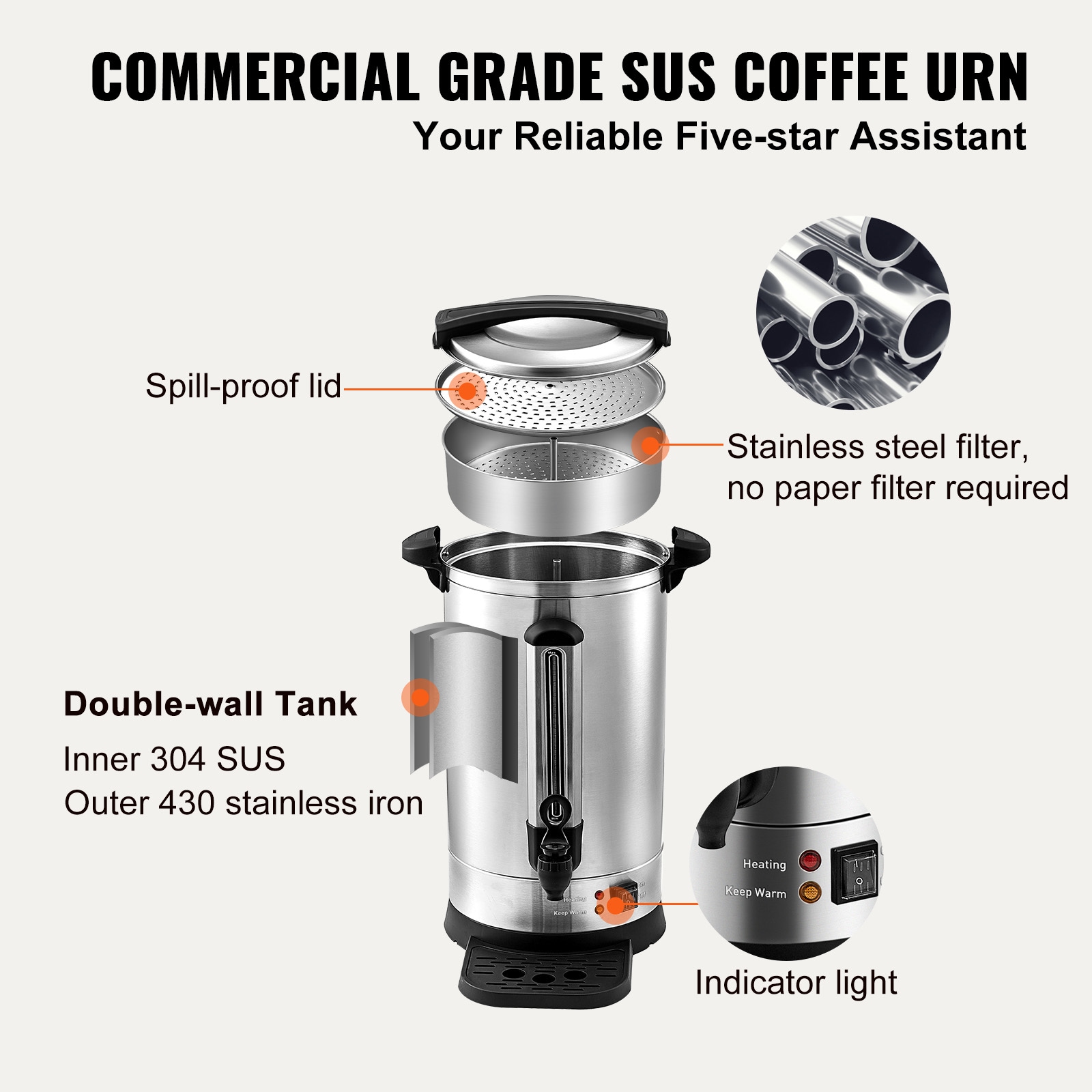 VEVOR BSYKF65SUS304P18XV1 Coffee-Makers - View #7