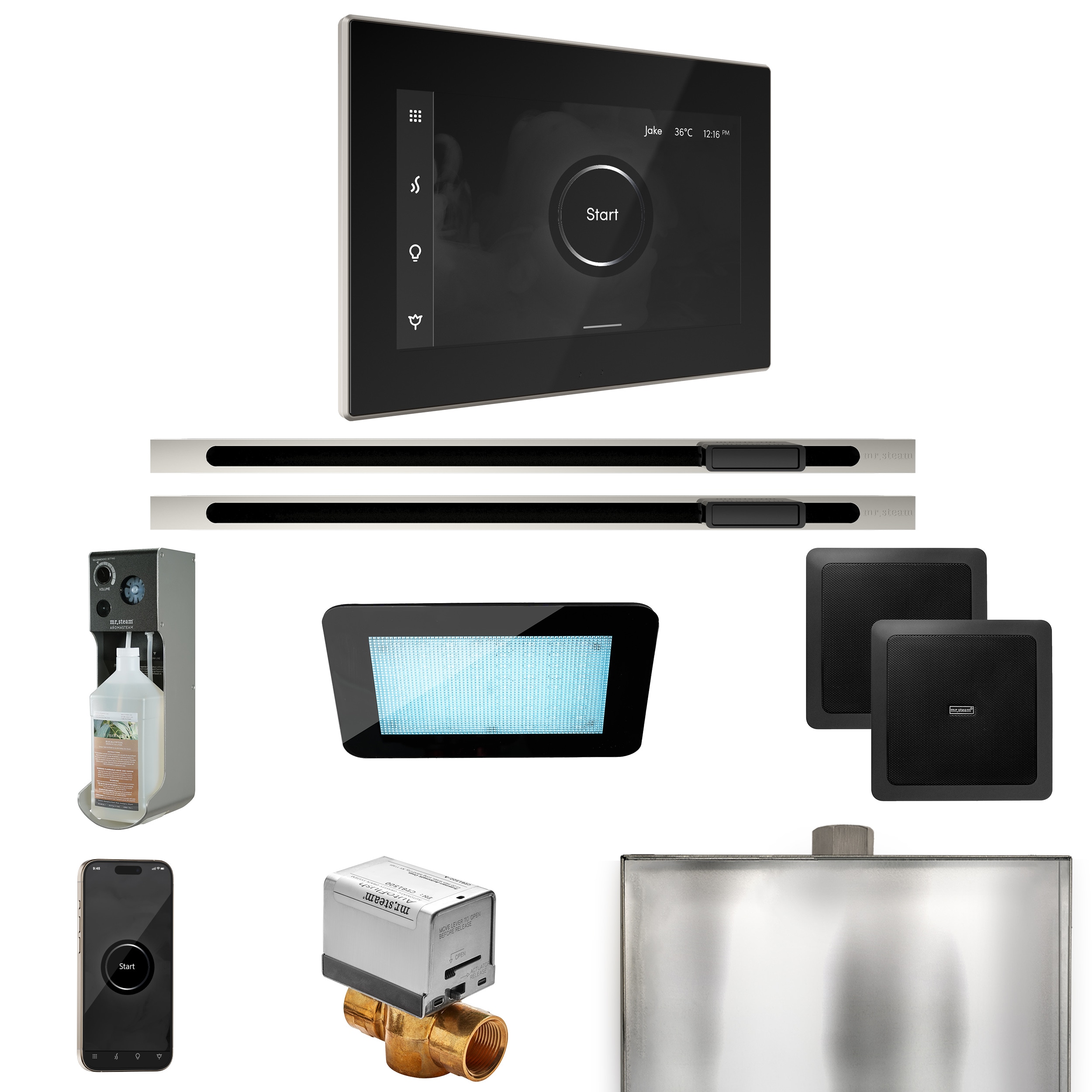 Mr. Steam XDRM2BKXLPN XDream Black - Polished Nickel Steam Generator Control Kit