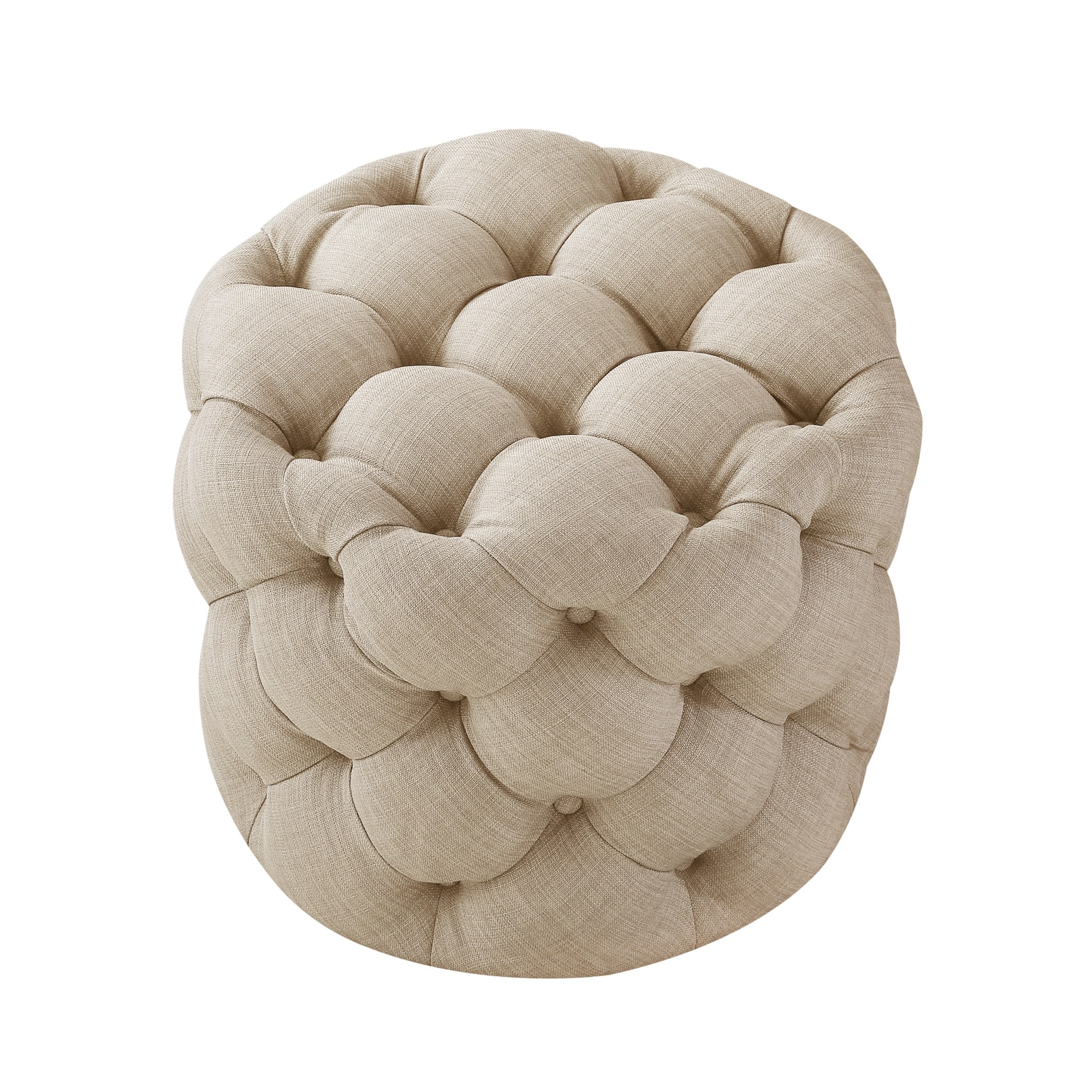 Inspired Home ON94-03BE-LS Marianna Modern Beige Round Ottoman