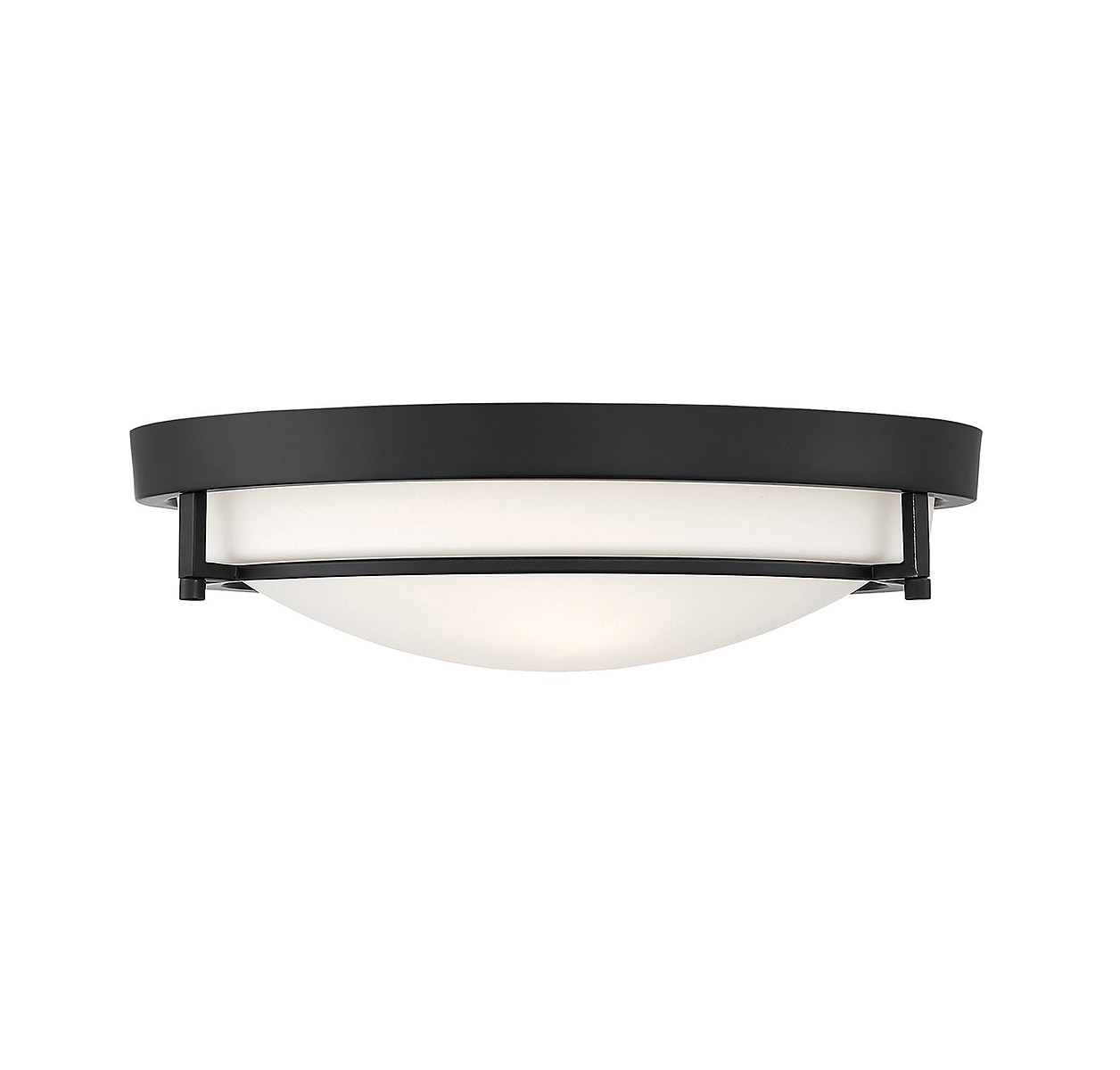 Matte Black and White Glass 2-Light Flush Mount Ceiling Light