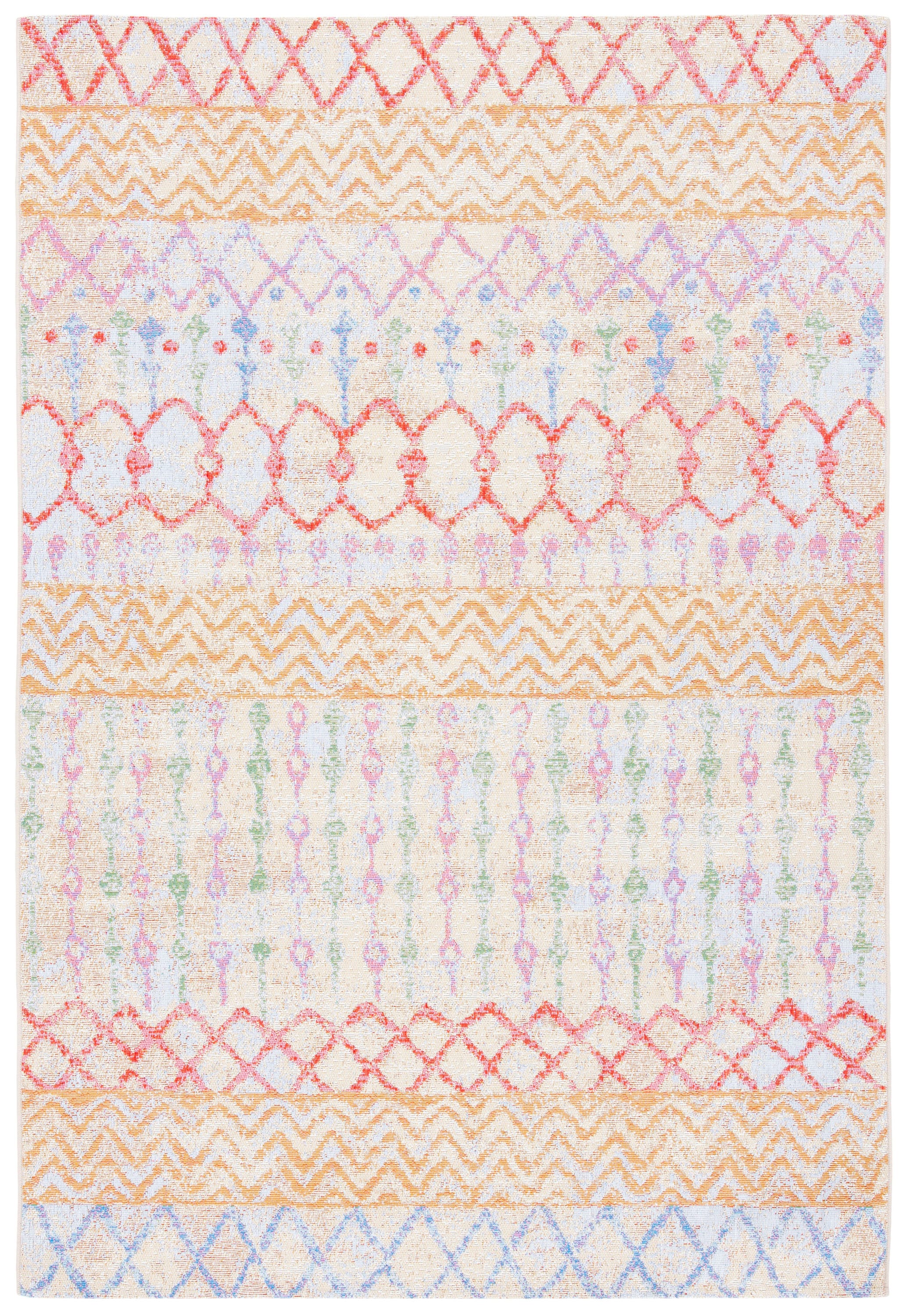 Summer Multicolor Flat Woven Synthetic Indoor Outdoor Rug