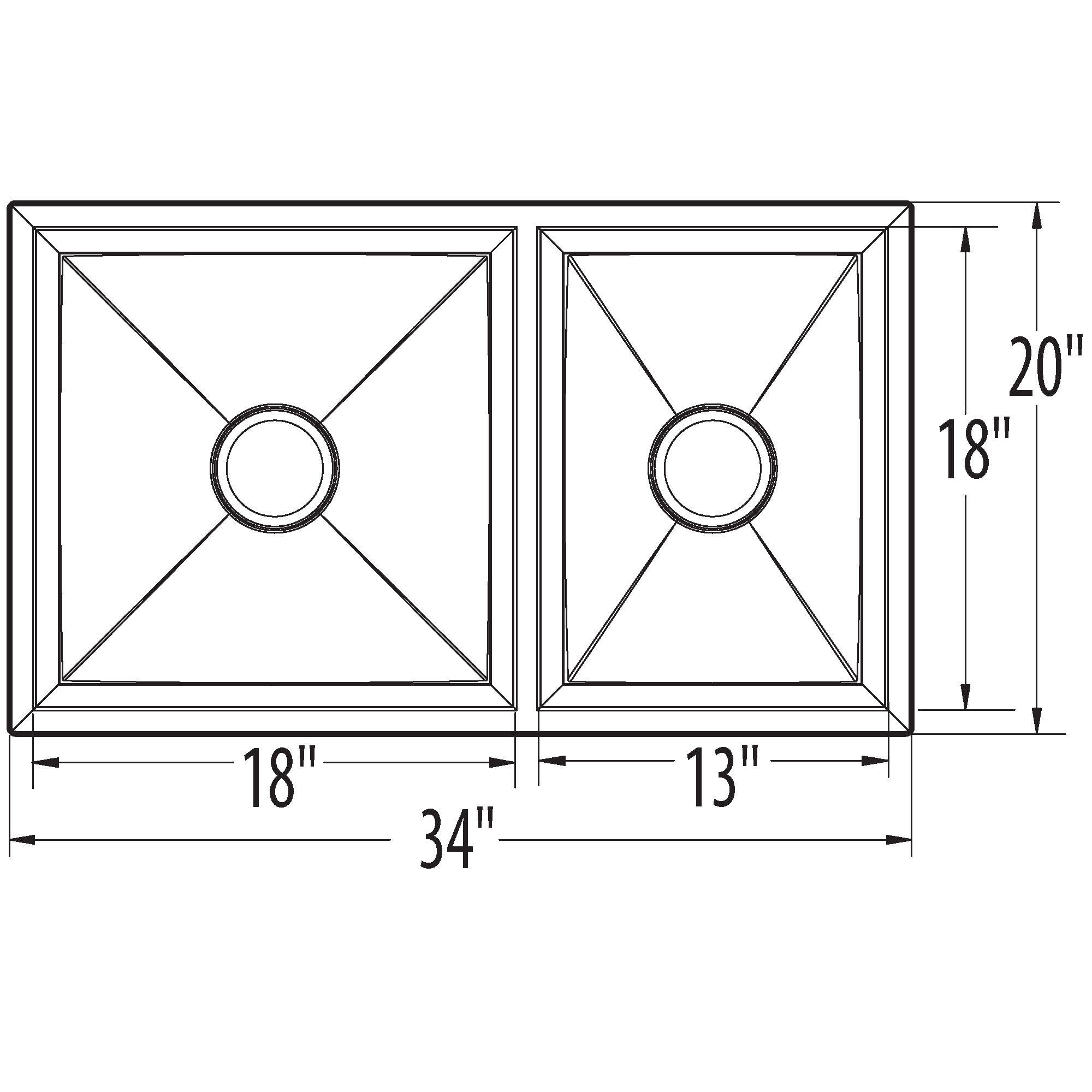 Moen 1600 Undermount 34 In X 20 In Stainless Steel Double Offset Bowl