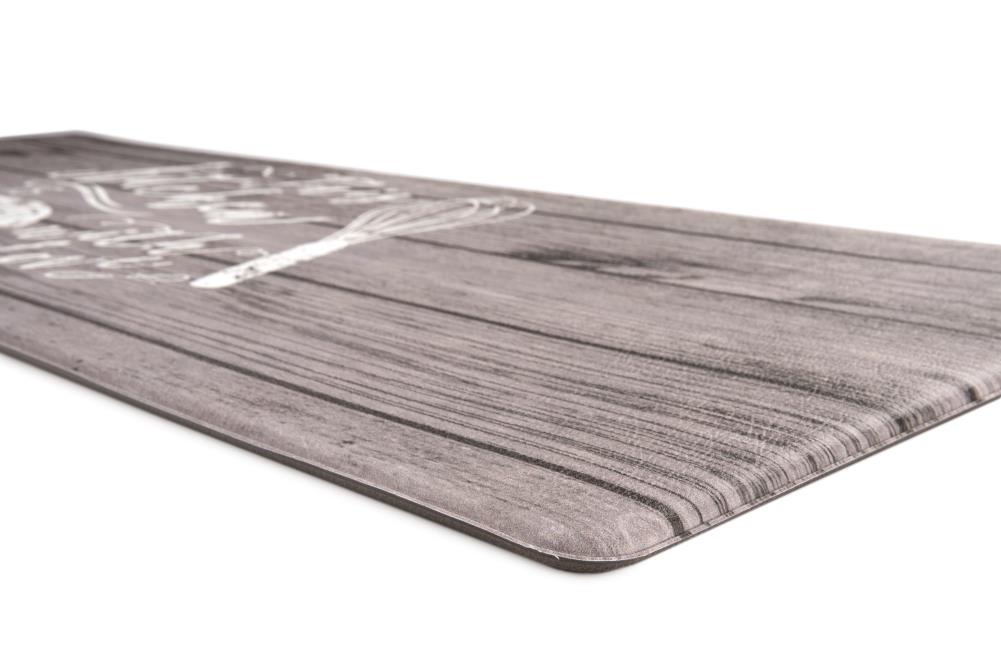 Gray PVC Rectangular Anti-Fatigue Kitchen Mat with Whisk Design