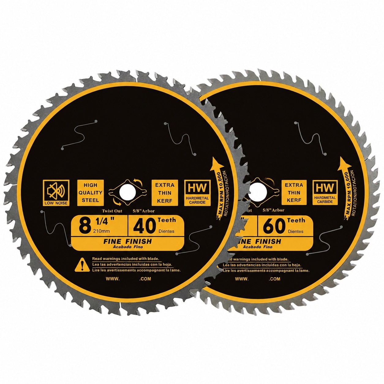 SenQWFa 8-1/4 Inch Table Saw Blade 40 Tooth and 60 Tooth High Density Tungsten Carbide for Hardwood Softwood and Plywood Cutting with 5/8 Inch #LDC0818C576
