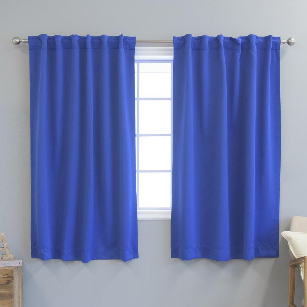 Best Home Fashion SOLID-63-ROYAL.BLUE 63-Inches Royal Blue Blackout Back tab Curtain panel pair