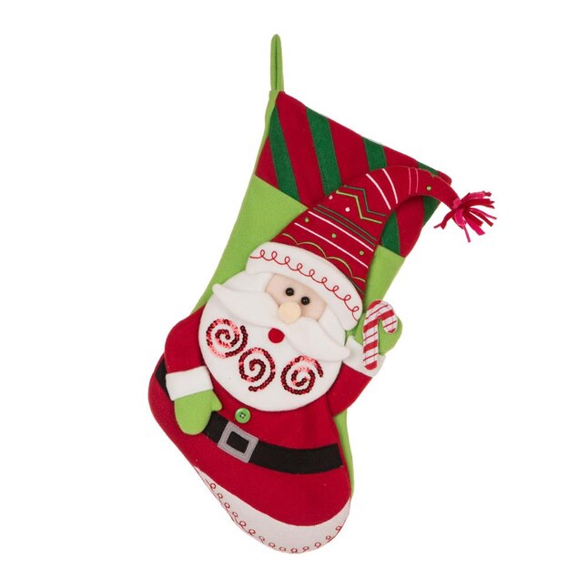Glitzhome 21-in Santa Christmas Stocking at Lowes.com