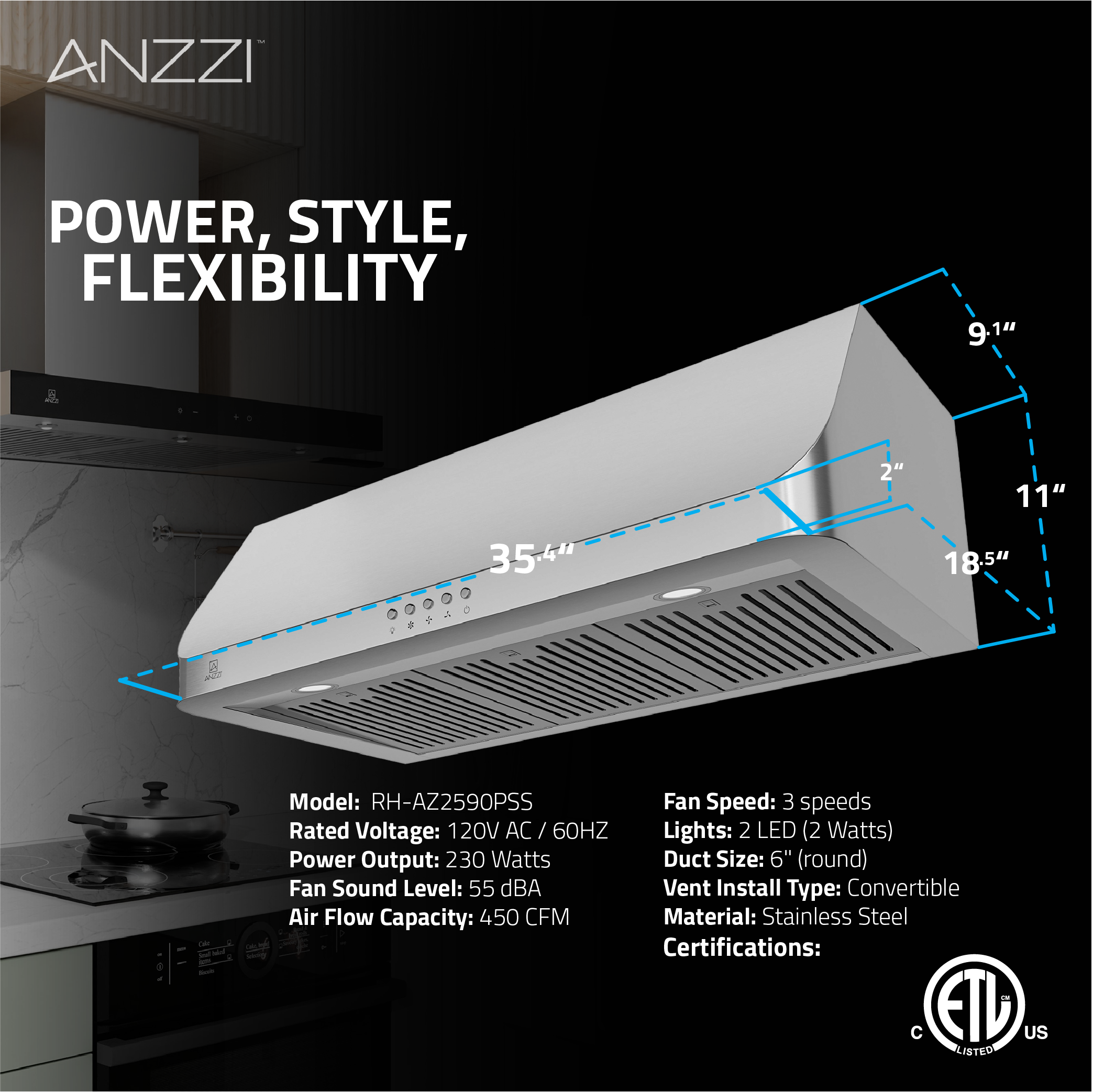 ANZZI RH-AZ2590PSS Undercabinet-Range-Hoods - View #10
