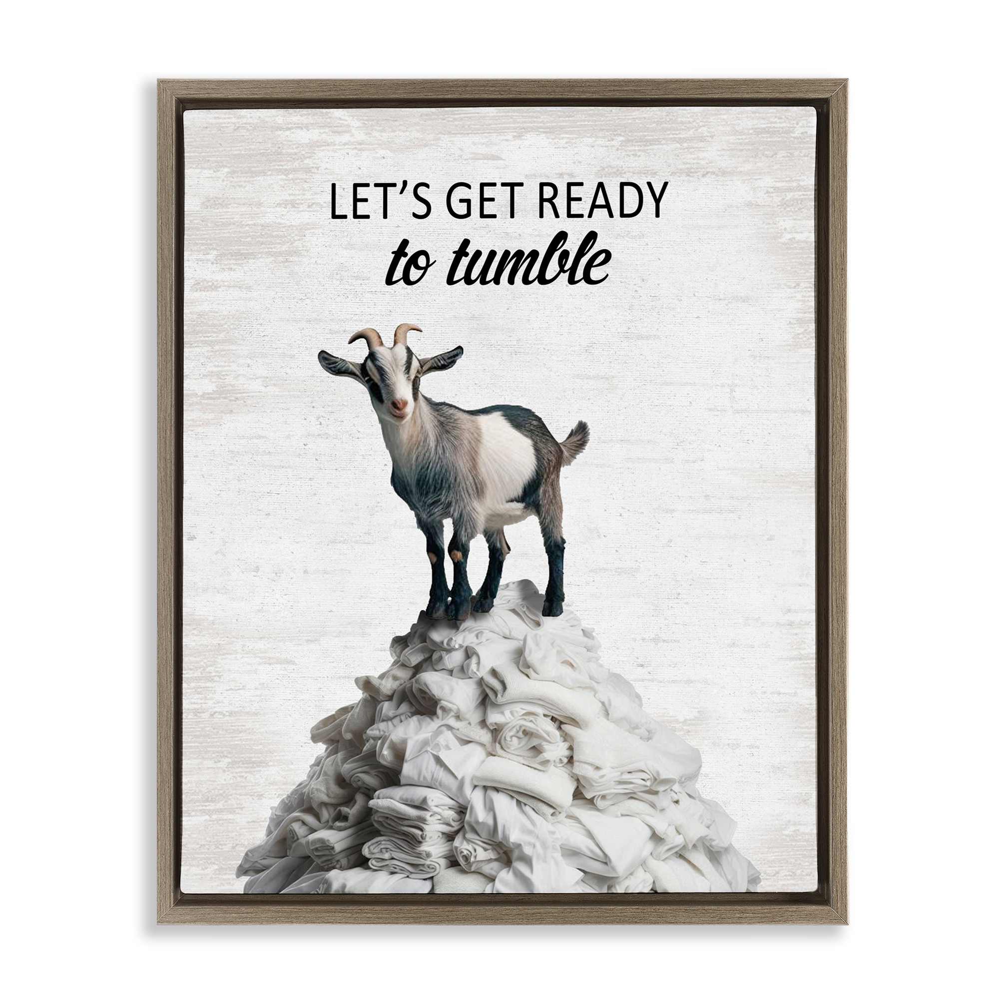 Stupell Industries BS-864-FFE-24X30 Ready To Tumble Laundry Brown Framed Floater Canvas Wall Art By Lettered and Lined 25 x 31