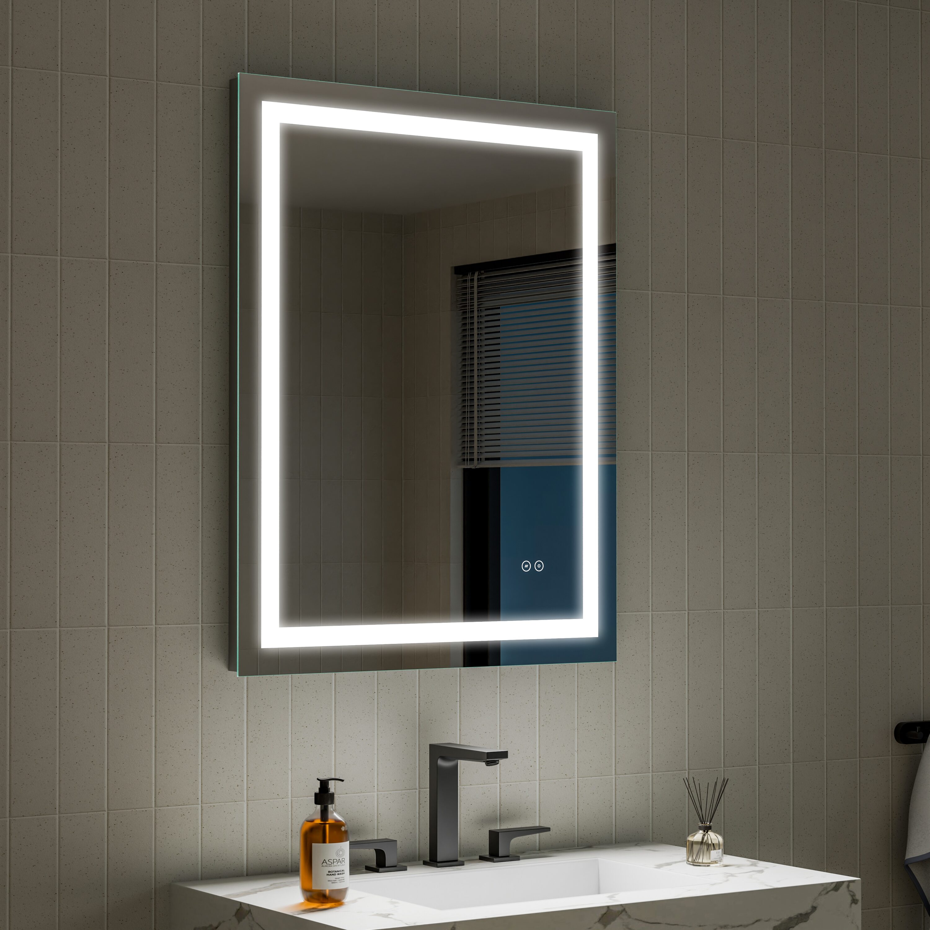 Gtnali - 28-in W x 36-in H Rectangular Vertical or Horizontal Wall Mounted LED Bathroom Mirror w...