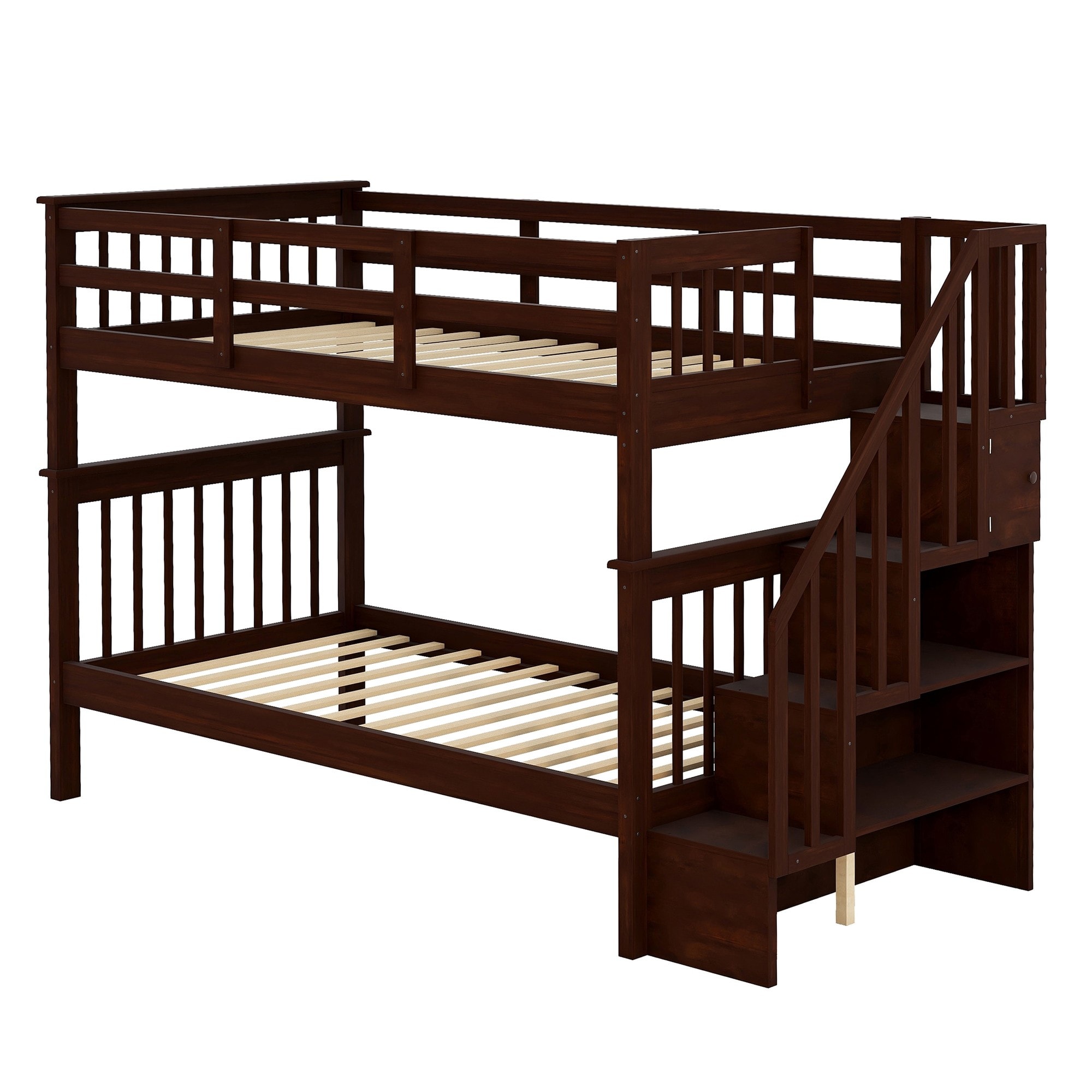 Yiekholo Espresso Twin Over Twin Bunk Bed in the Bunk Beds department ...