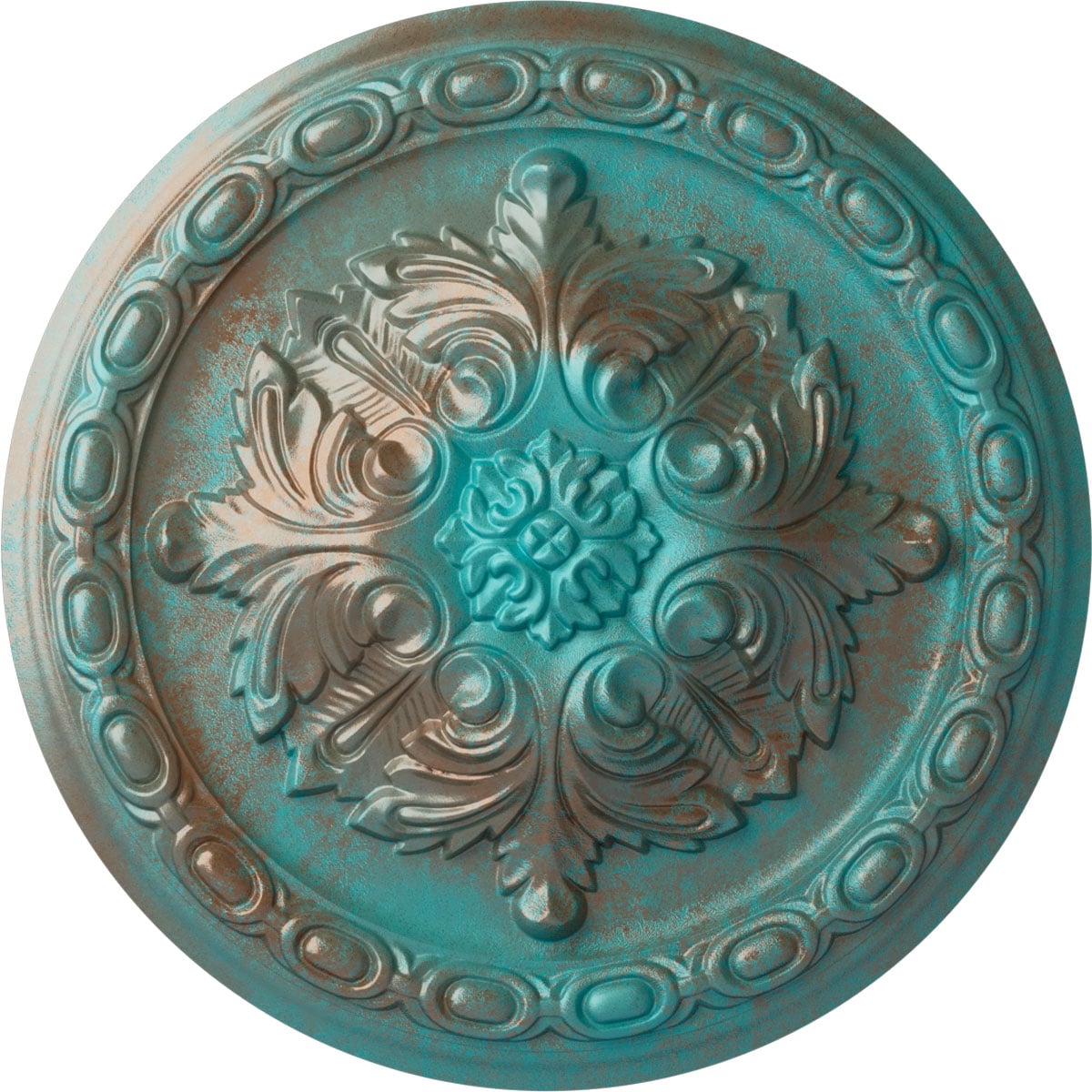 Ekena Millwork CM11ACCGS Acanthus 11.375-in W x 11.375-in L Painted Copper Green Patina Polyurethane Whole Ceiling Medallion