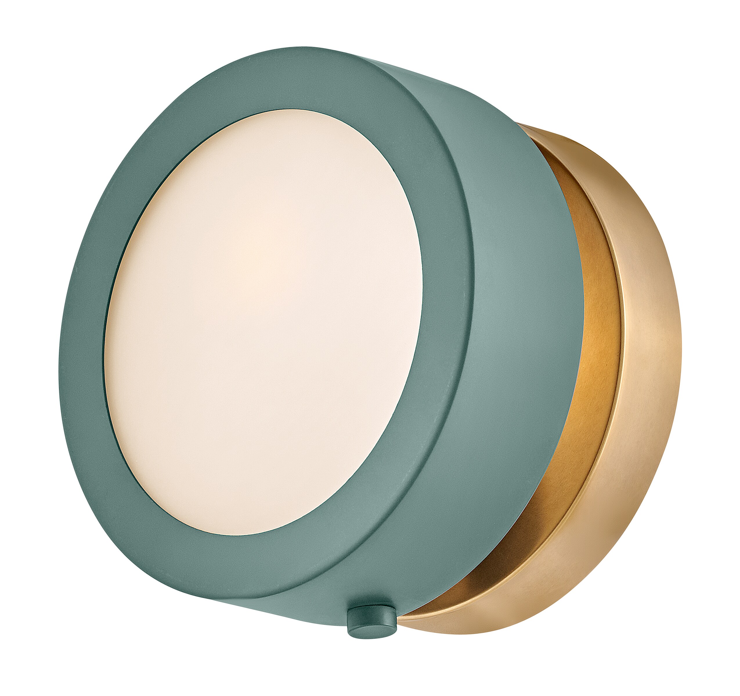 Sage Green and Brass Dimmable Wall Sconce with Etched Opal Glass
