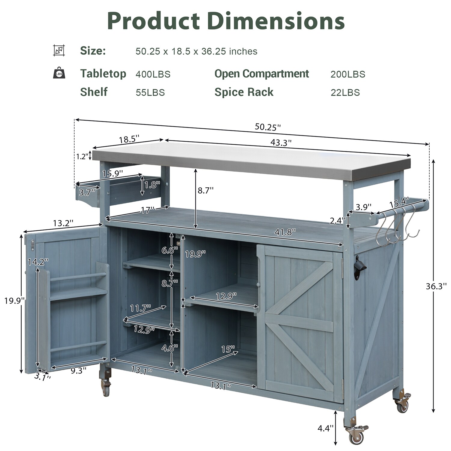 SINOFURN SYB260043GY Outdoor-Carts - View #7