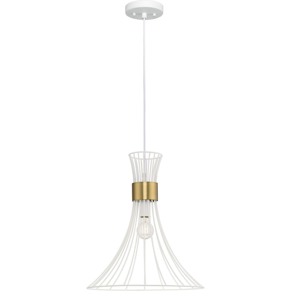 Progress Lighting P500365-028 Lorin Satin White Modern/Contemporary Cone Hanging Pendant Light